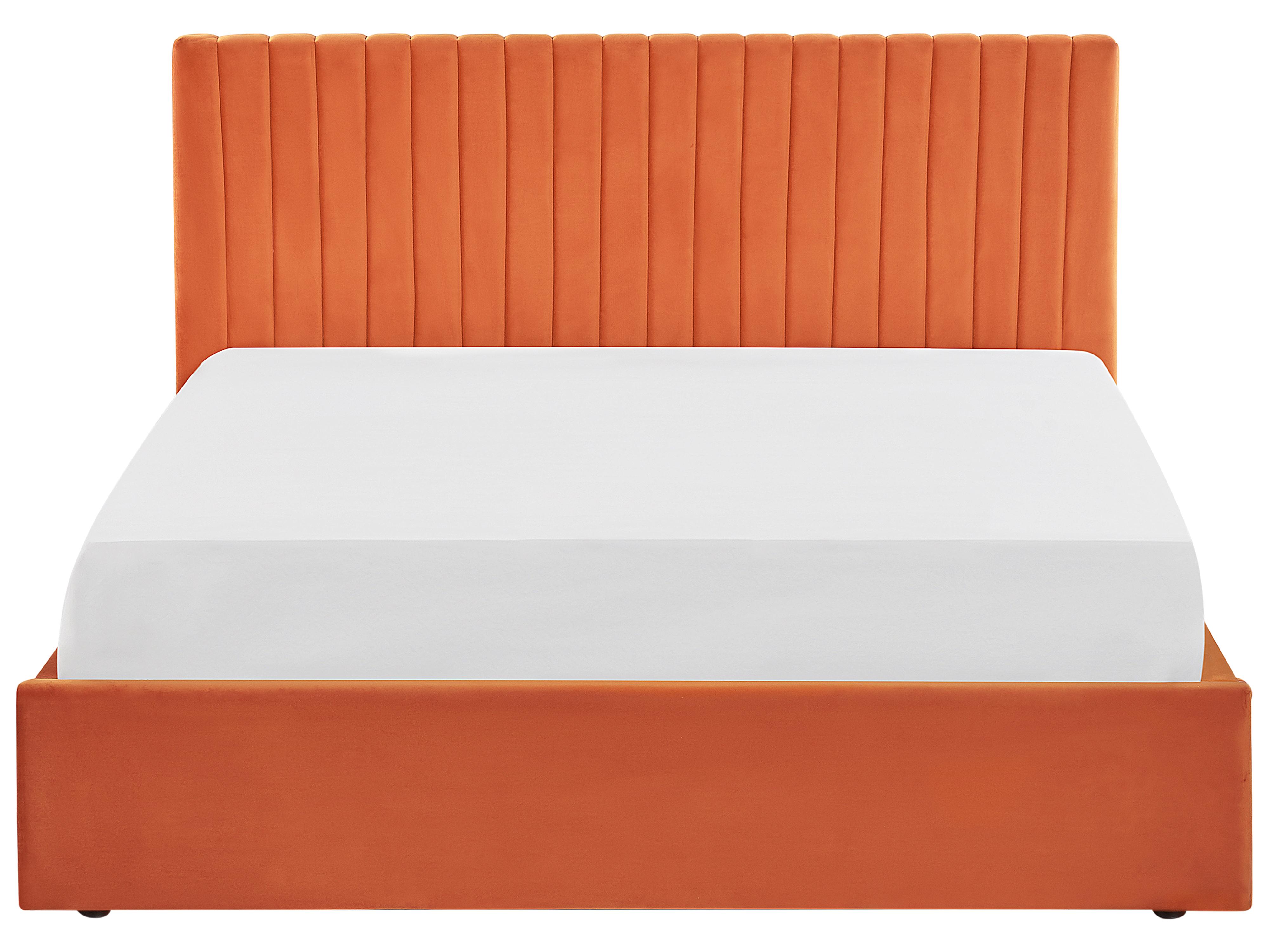 Bed met opbergruimte Fluweel VION 160 x 200 cm Oranje