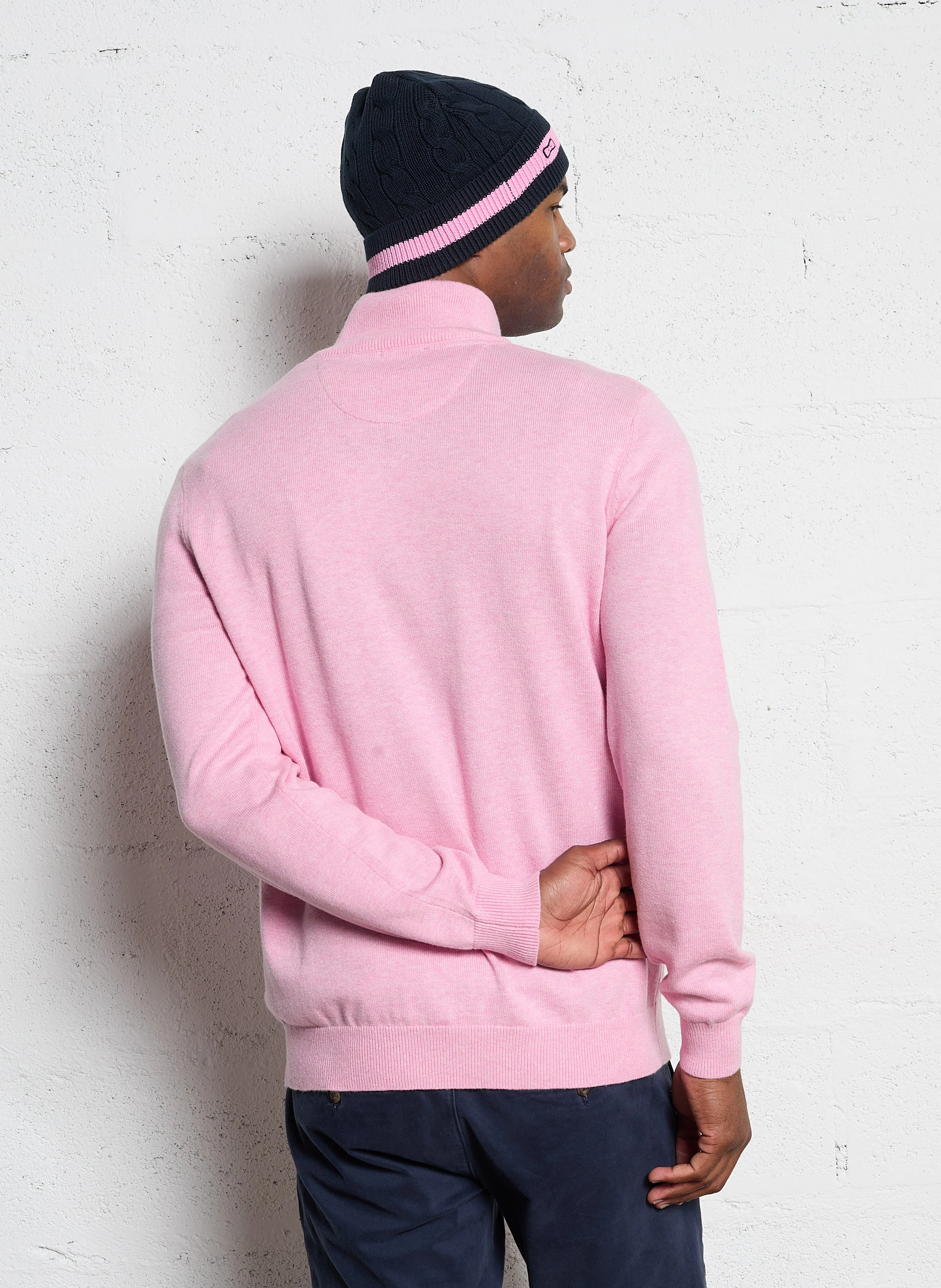 Pull droit en coton et laine | Rose