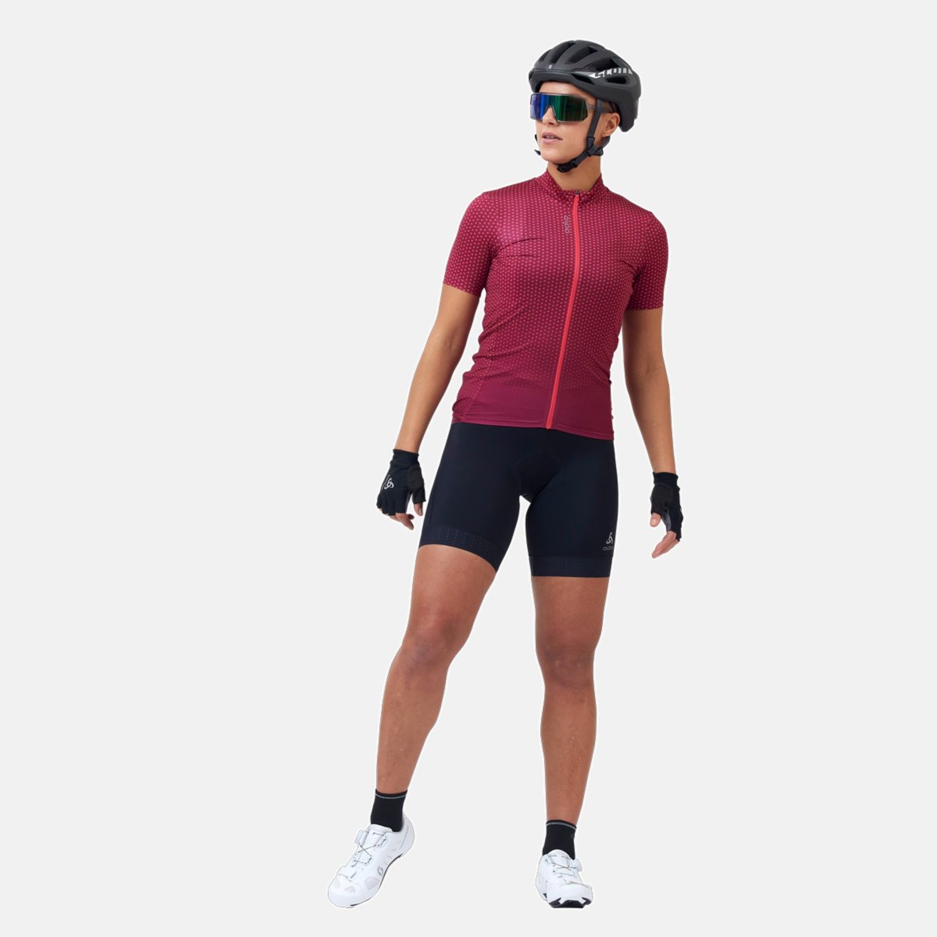 Odlo Zeroweight Full Zip Fietsshirt Korte Mouwen Roze/Paars Dames