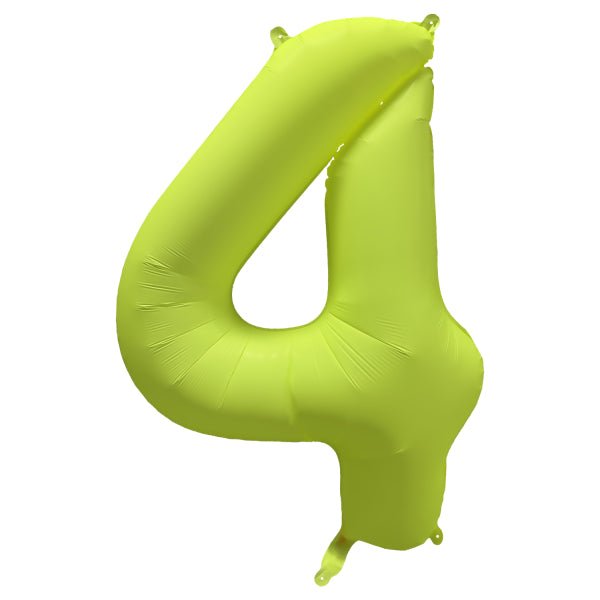4 Jaar Cijfer Ballon Neon Geel Leeg 86cm