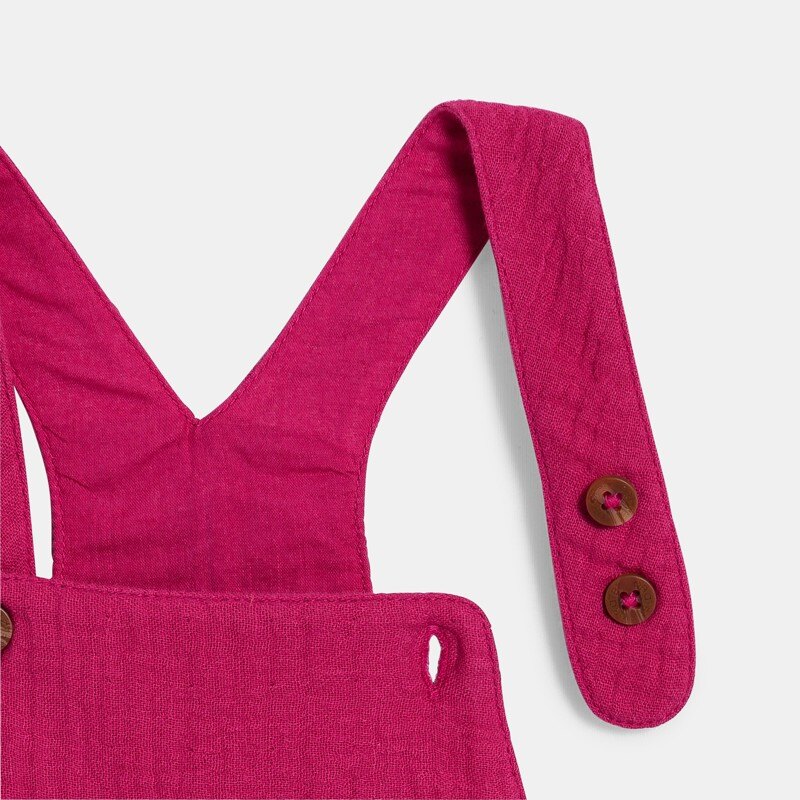 Salopette courte gaze de coton rose bébé fille Rose
