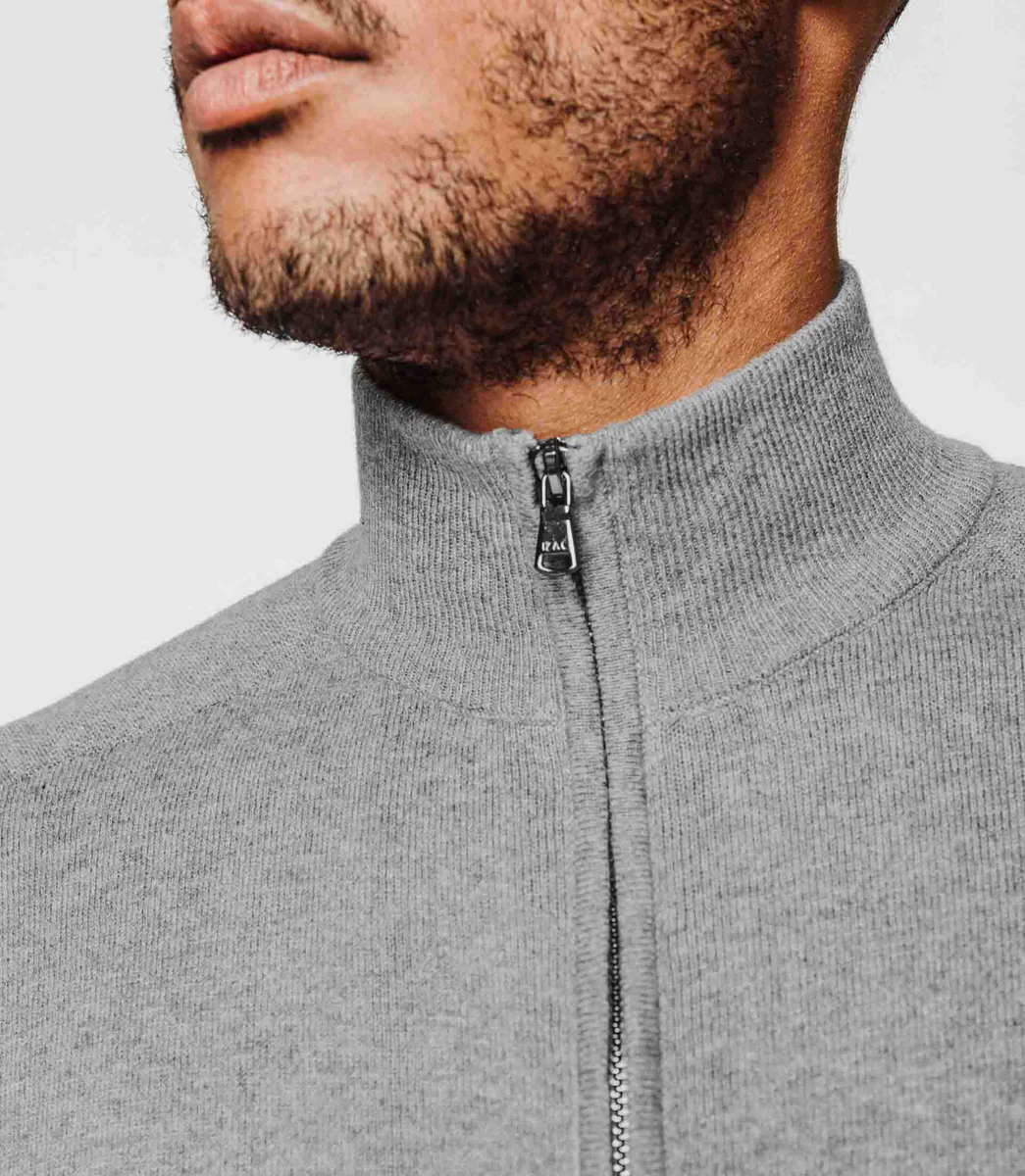 Cardigan pull zippé gris chiné