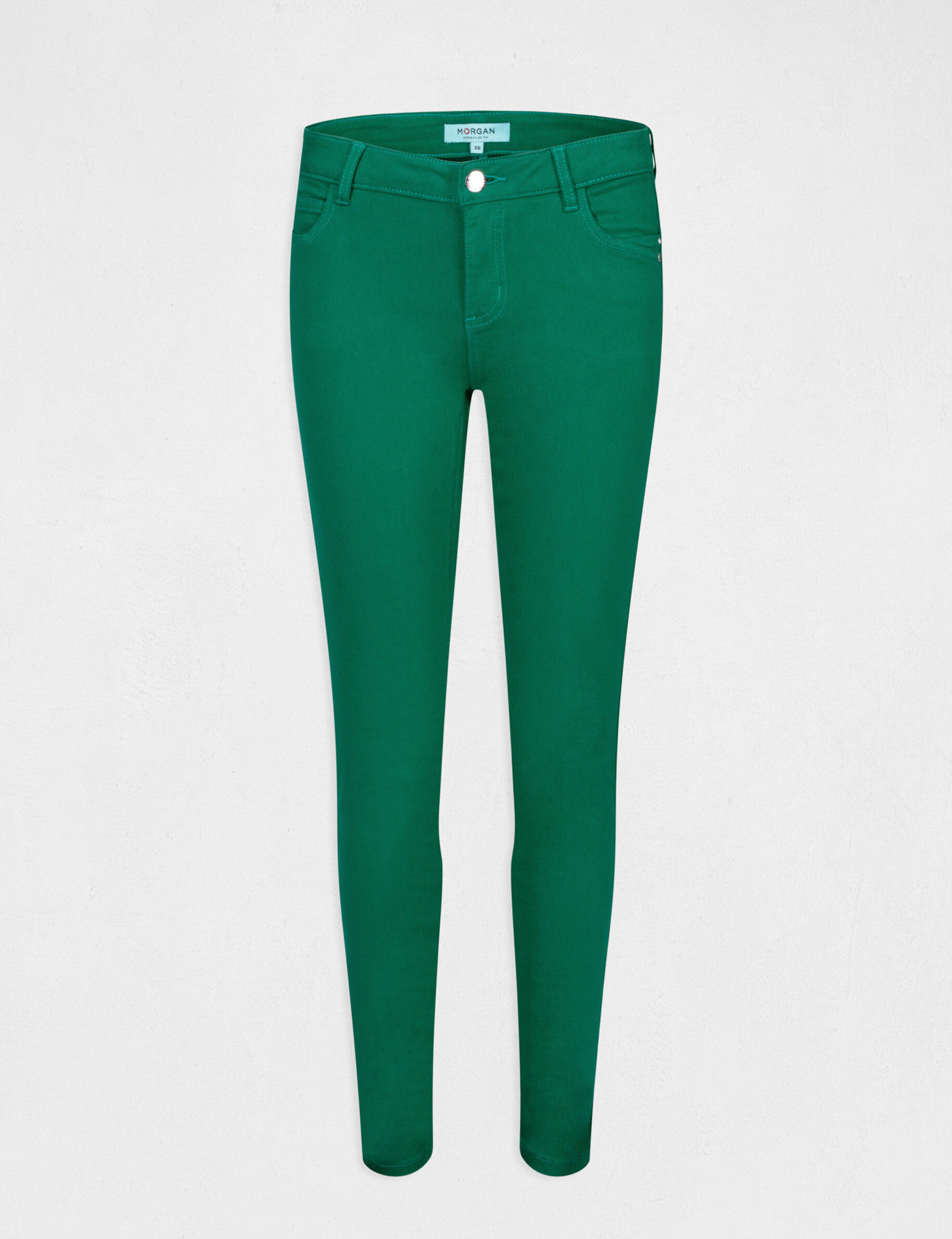Pantalon skinny taille basse vert femme - vert