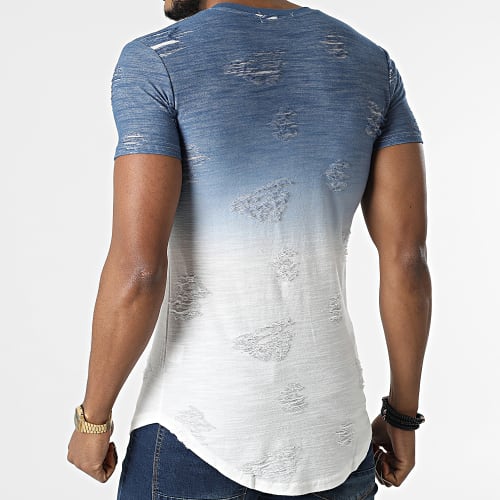 Tee Shirt Oversize Dégradé T2072 Bleu Blanc