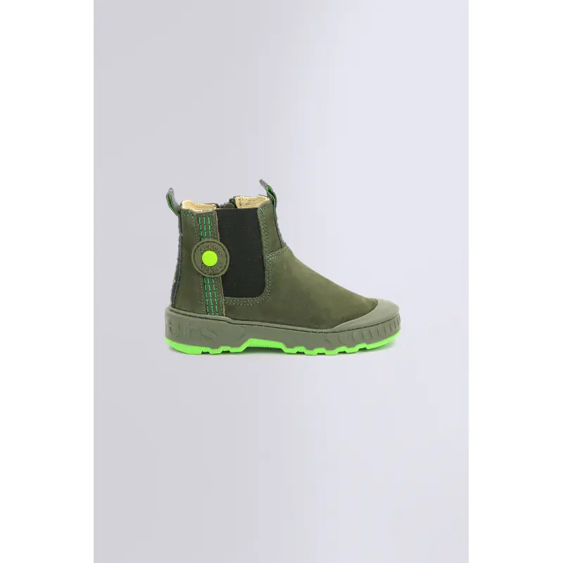 KICKTRUST KAKI VERT BOOTS Cuir Garçon