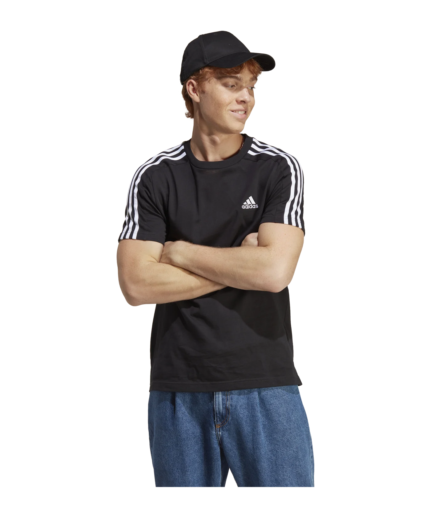 adidas 3S Single Jersey T-Shirt Schwarz Weiss
