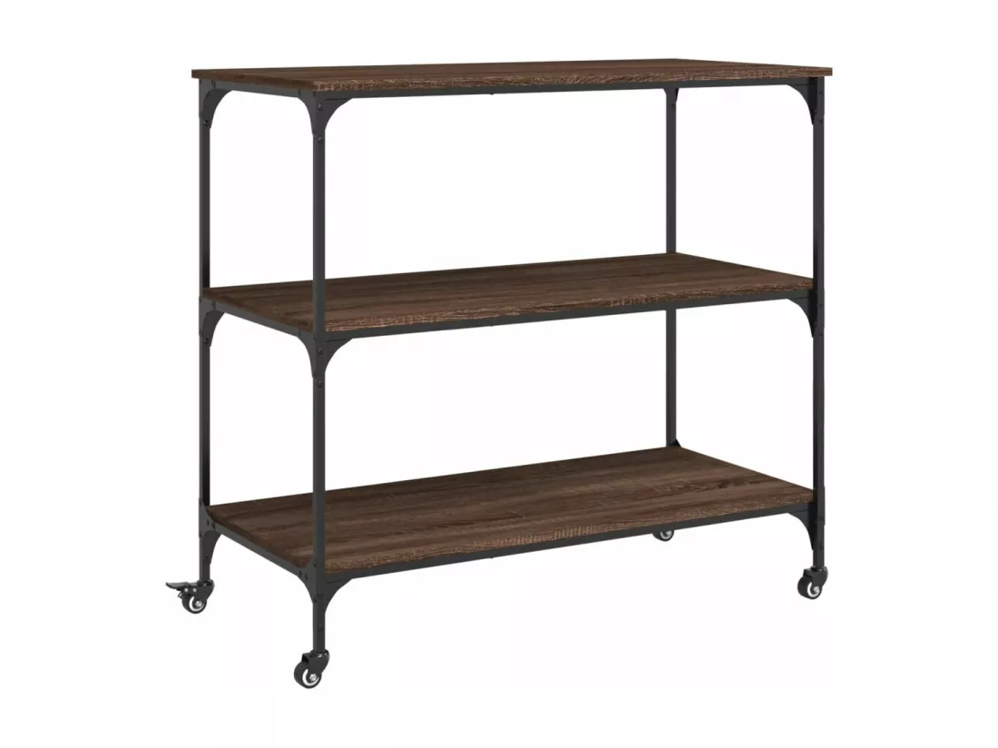 Chariot de cuisine chêne marron 102x50x95 cm bois d'ingénierie