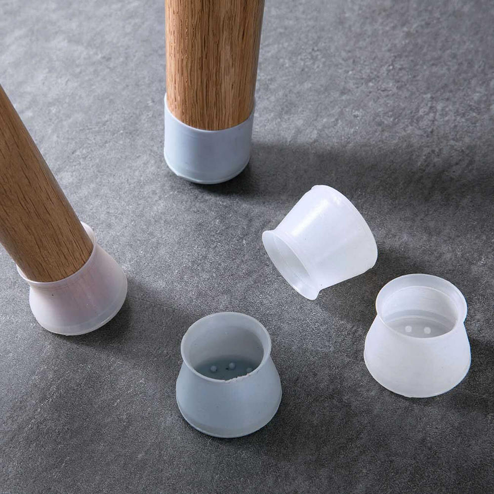 (16er Set) Silikon Stuhlbein Kappen Schutz Tisch / Stuhl / Boden Schoner - Grau