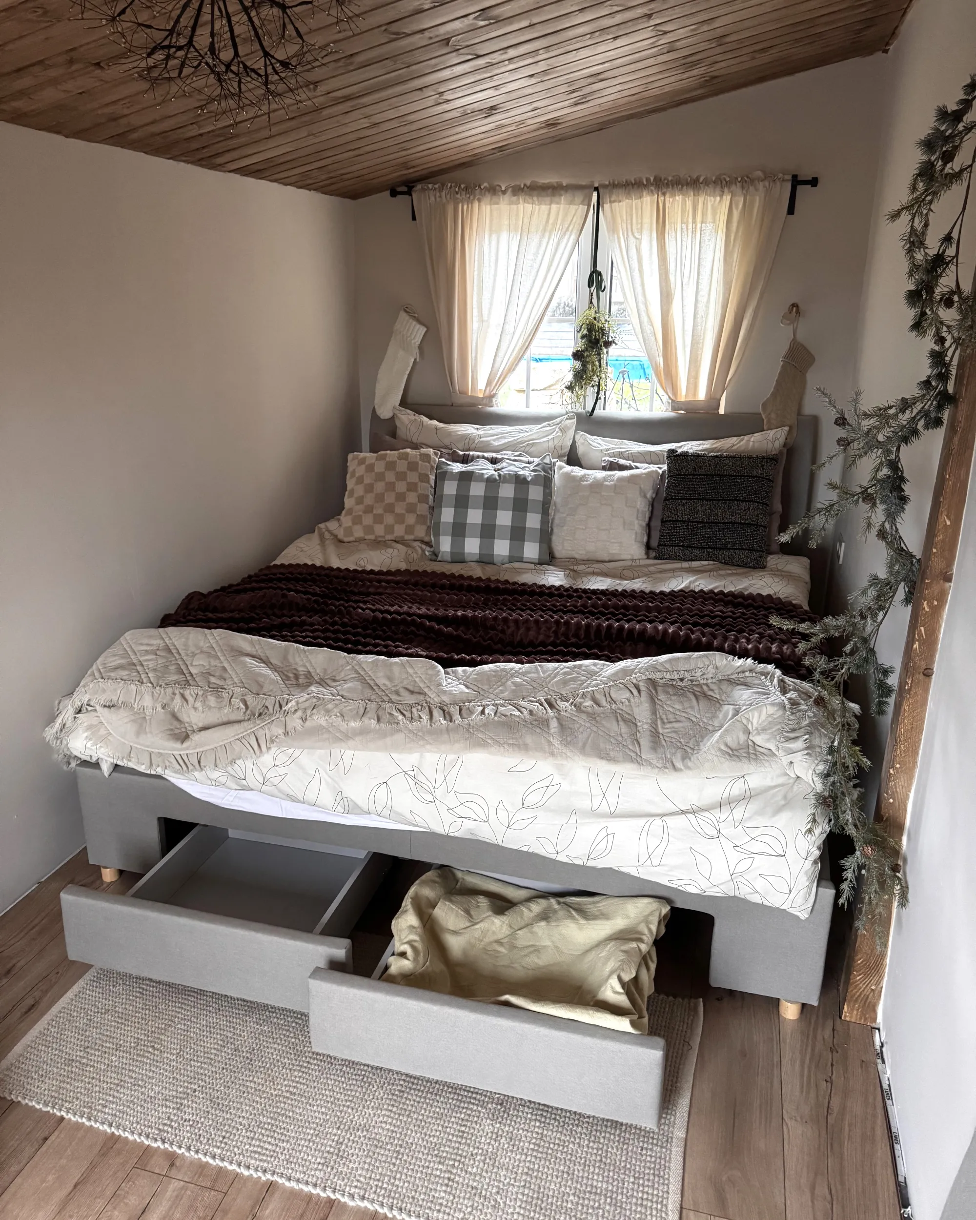 Bed met opbergladen Stof SOUTRIN 180 x 200 cm Beige