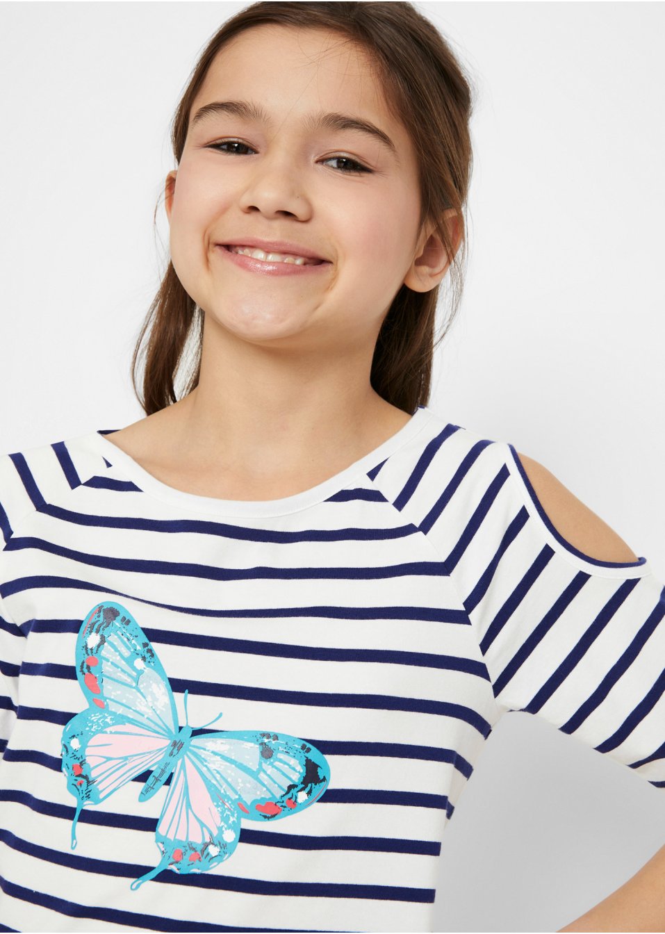 Lot de 2 T-shirts fille avec épaules découpées