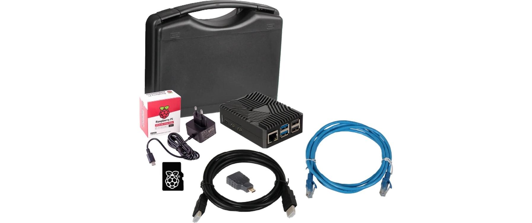 Entwicklerboard Raspberry Pi5, 8 GB Set, SD, PSU, Case, HDMI<br>Singleboard-Computer-Starterkit mit Arm Cortex-A76 Quadcore Prozessor