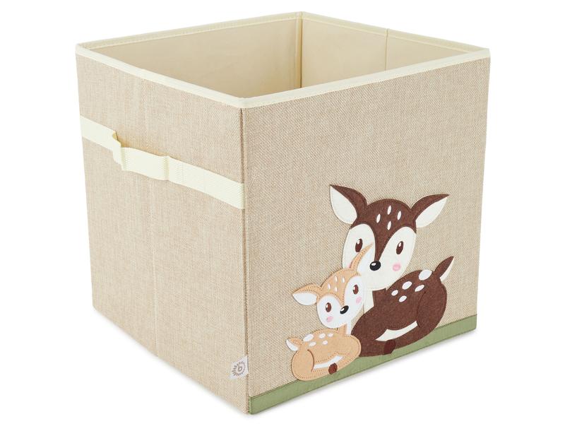 bieco Spielzeugbox Rehe liegend 32 x 32 x 32 cm Aufbewahrungsbox für Spielzeuge