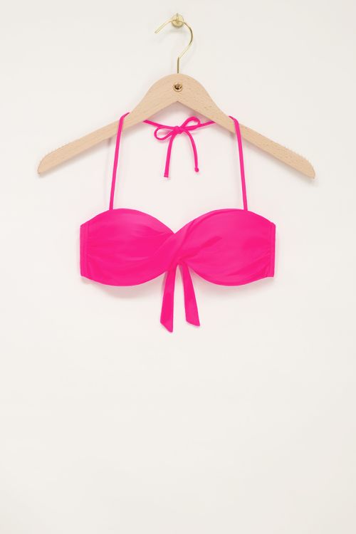 Roze glanzende bikini top met twist