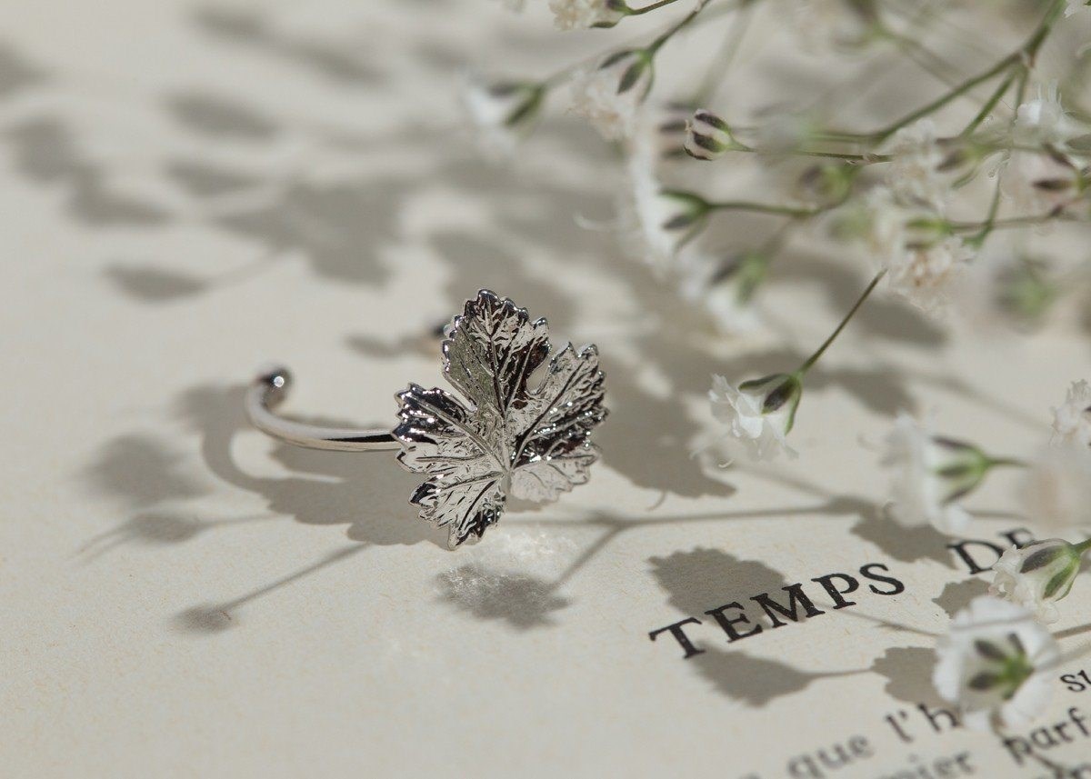 bague feuille plaqué argent - HÉRA