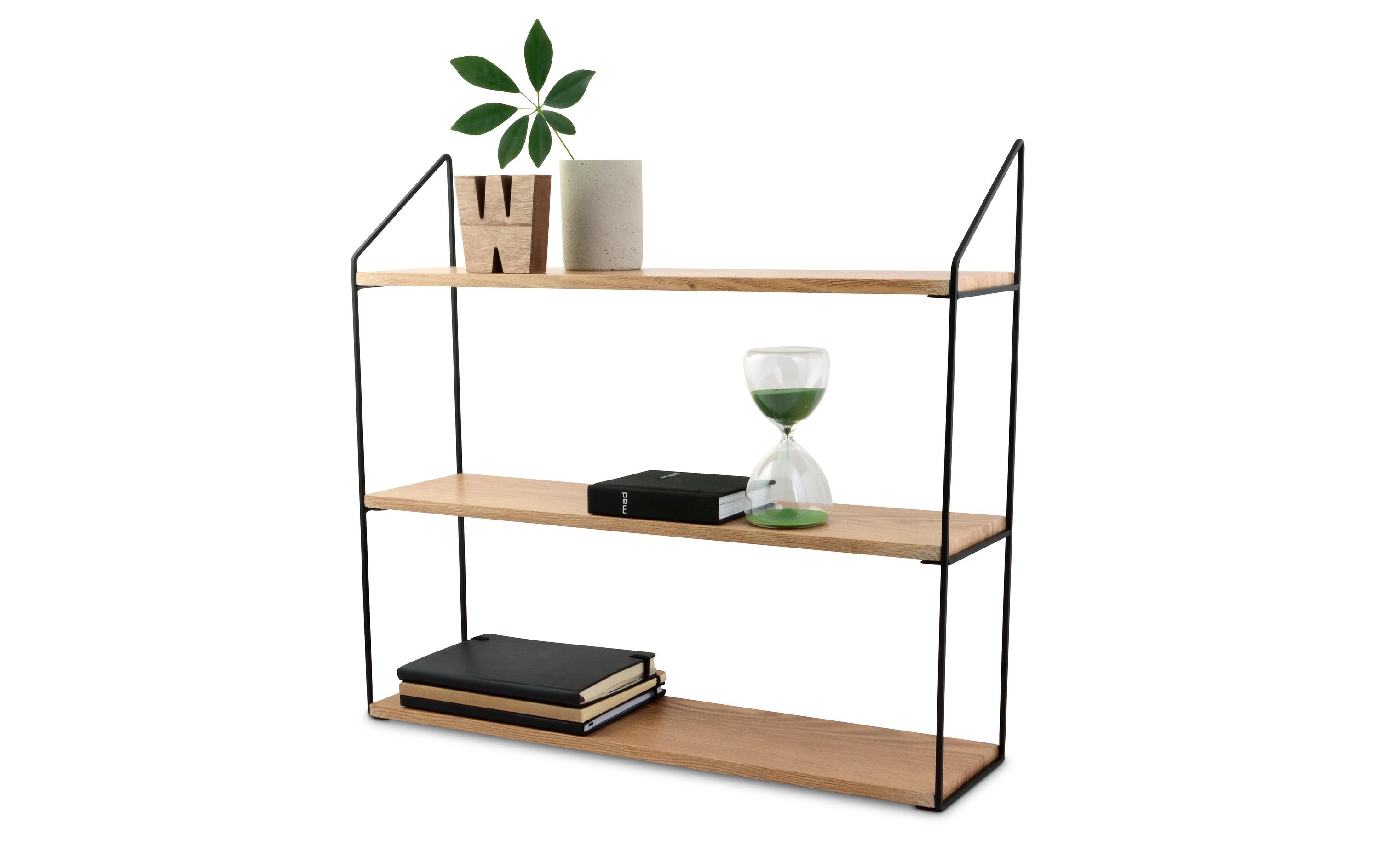 Wandregal 60 x 15 x 54 cm, Braun/SchwarzWandablage