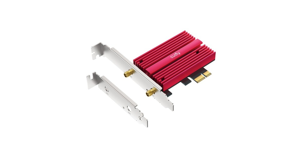 CudyAX5400 Wi-Fi 6E Bluetooth 5.3 PCI-E wlan adapter  (Rood)