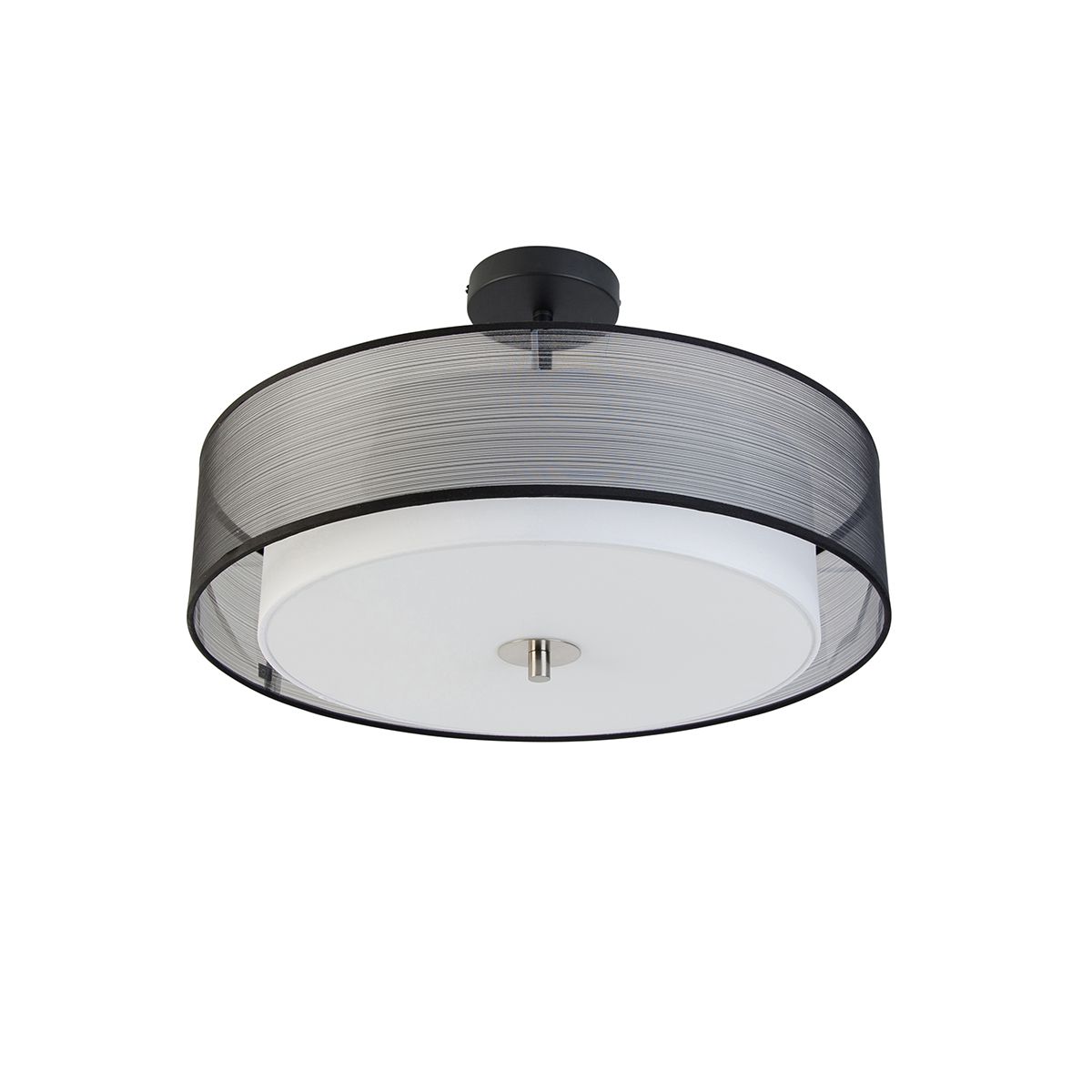 Smart plafondlamp zwart met wit 50 cm incl. 3 Wifi A60 - Drum Duo