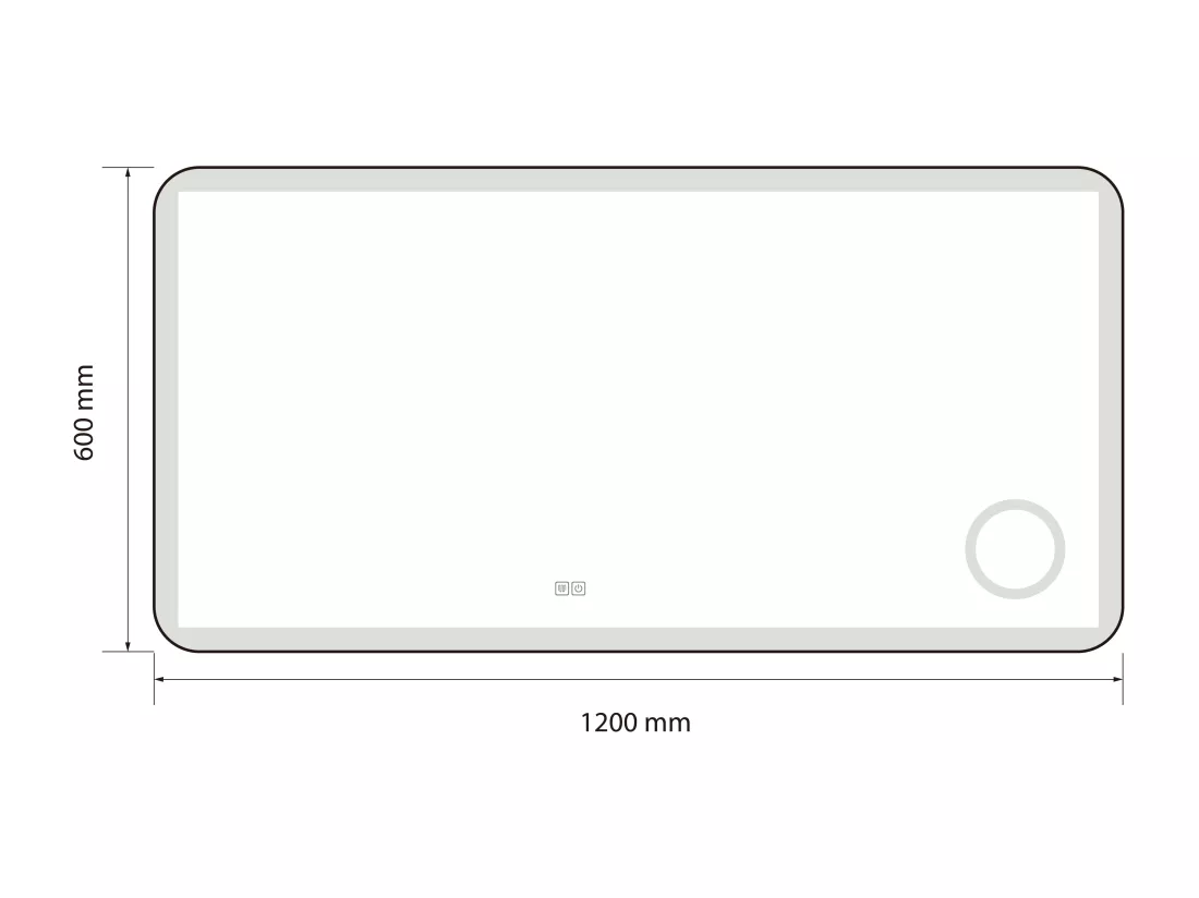 Miroir salle de bain LED 120x60cm anti buée avec cadre en aluminium noir et loupe x3 LB-4685B