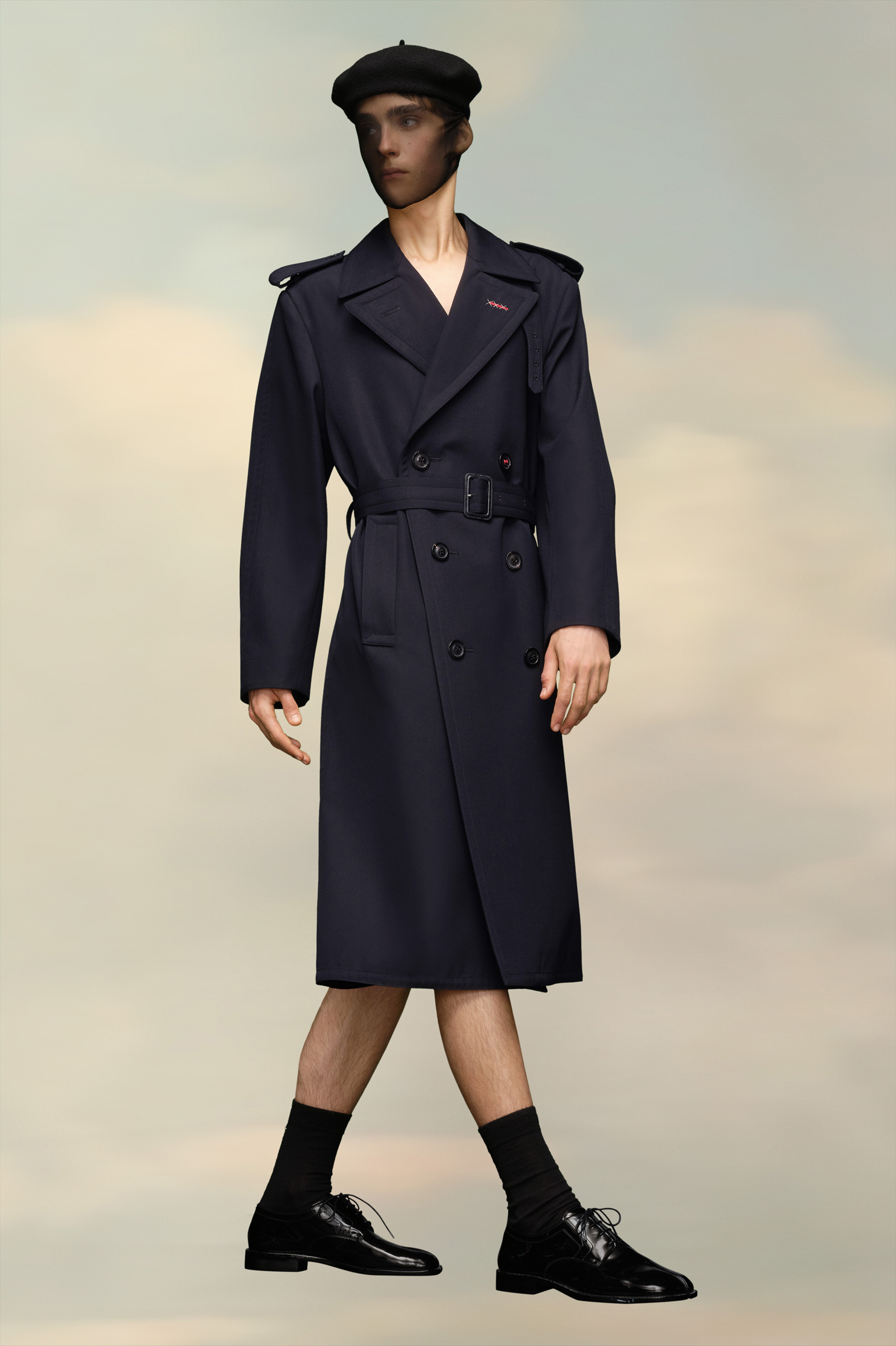 Trench-coat ceinturé Bleu Navy