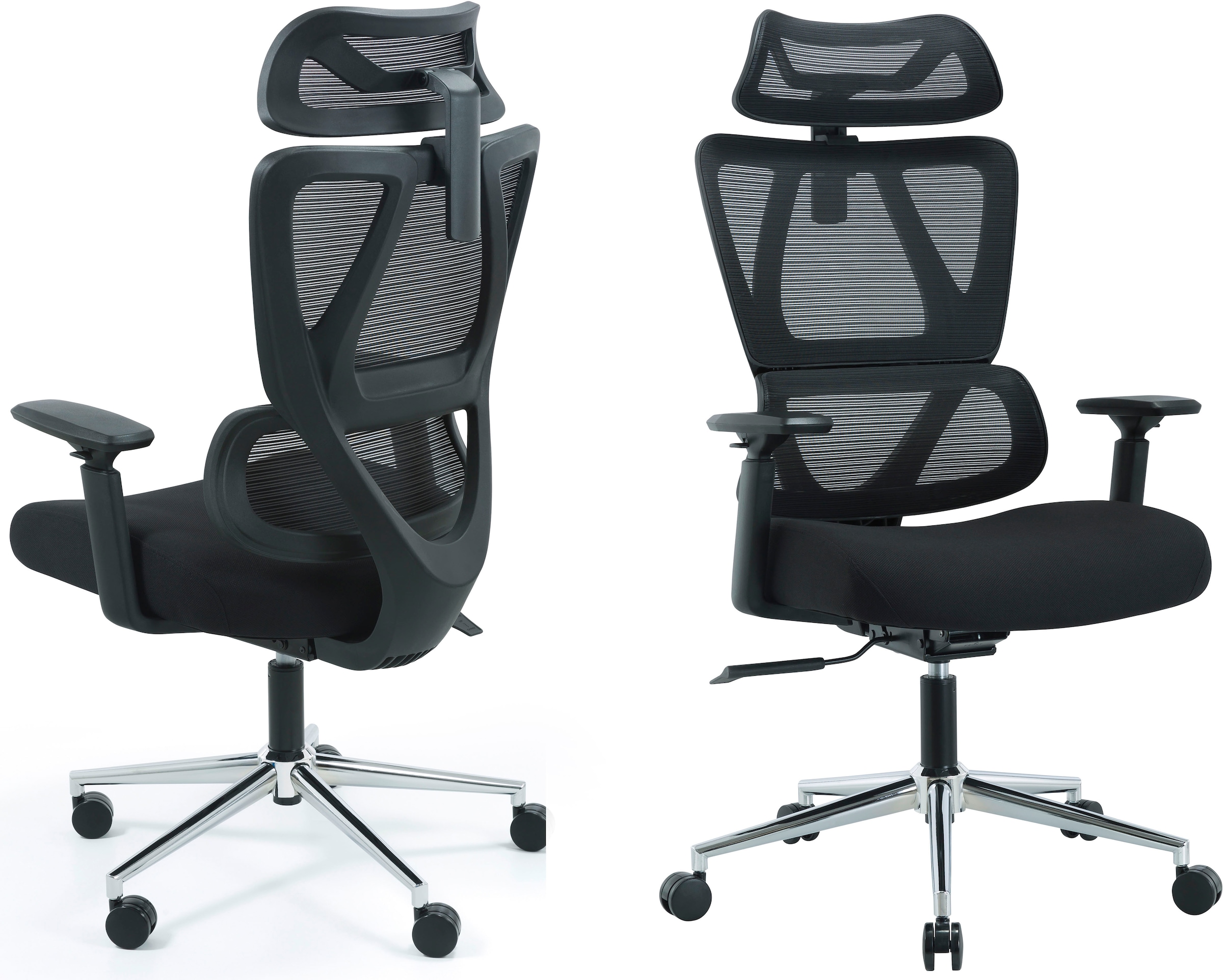PLACES OF STYLE Bürostuhl »Andora, moderner ergonomischer Schreibtischstuhl« () verstellbare Armlehne & Kopfstütze, Lendenwirbelstütze