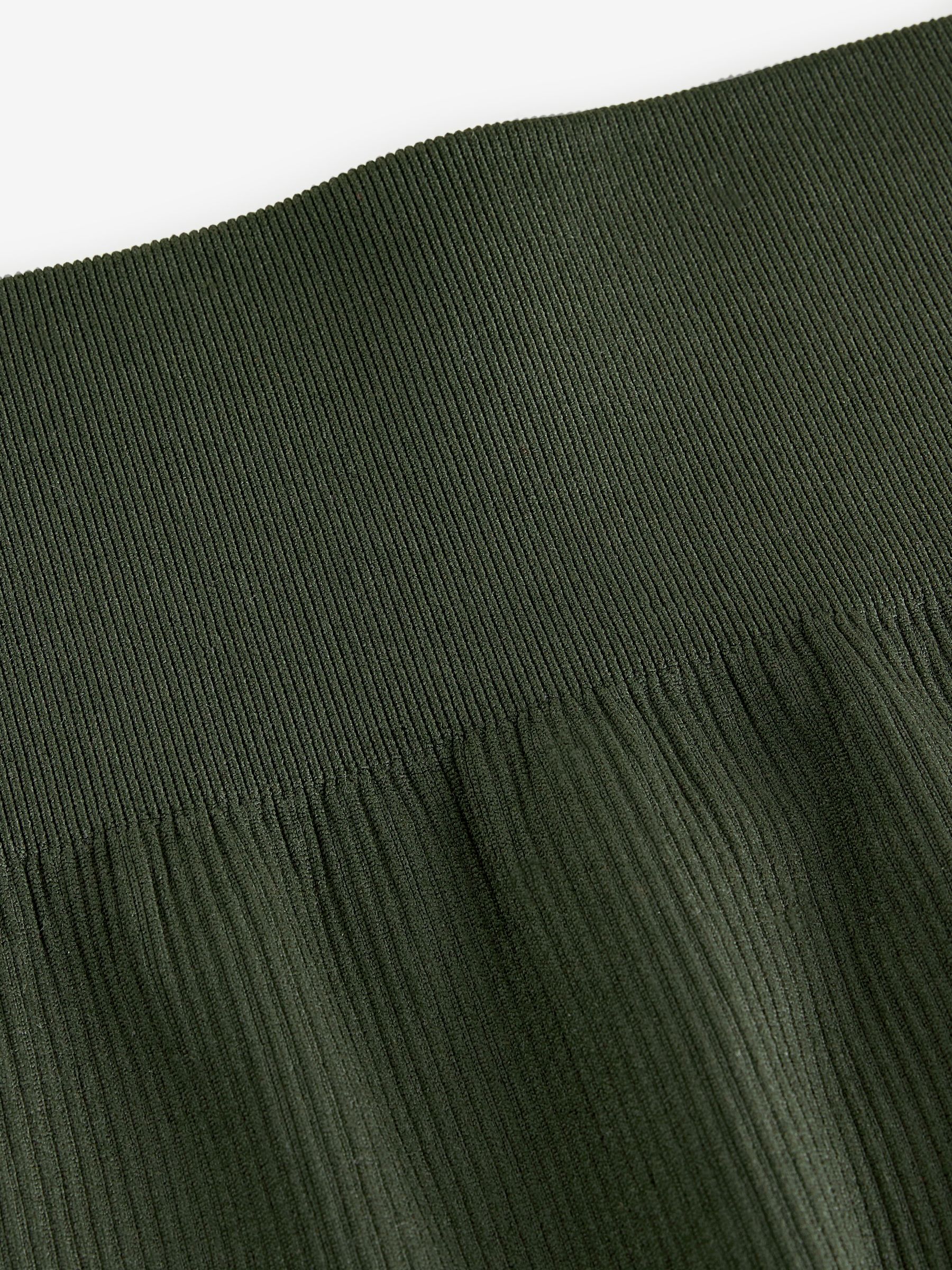 Donkergroen - Geribbelde naadloze legging met hoge taille