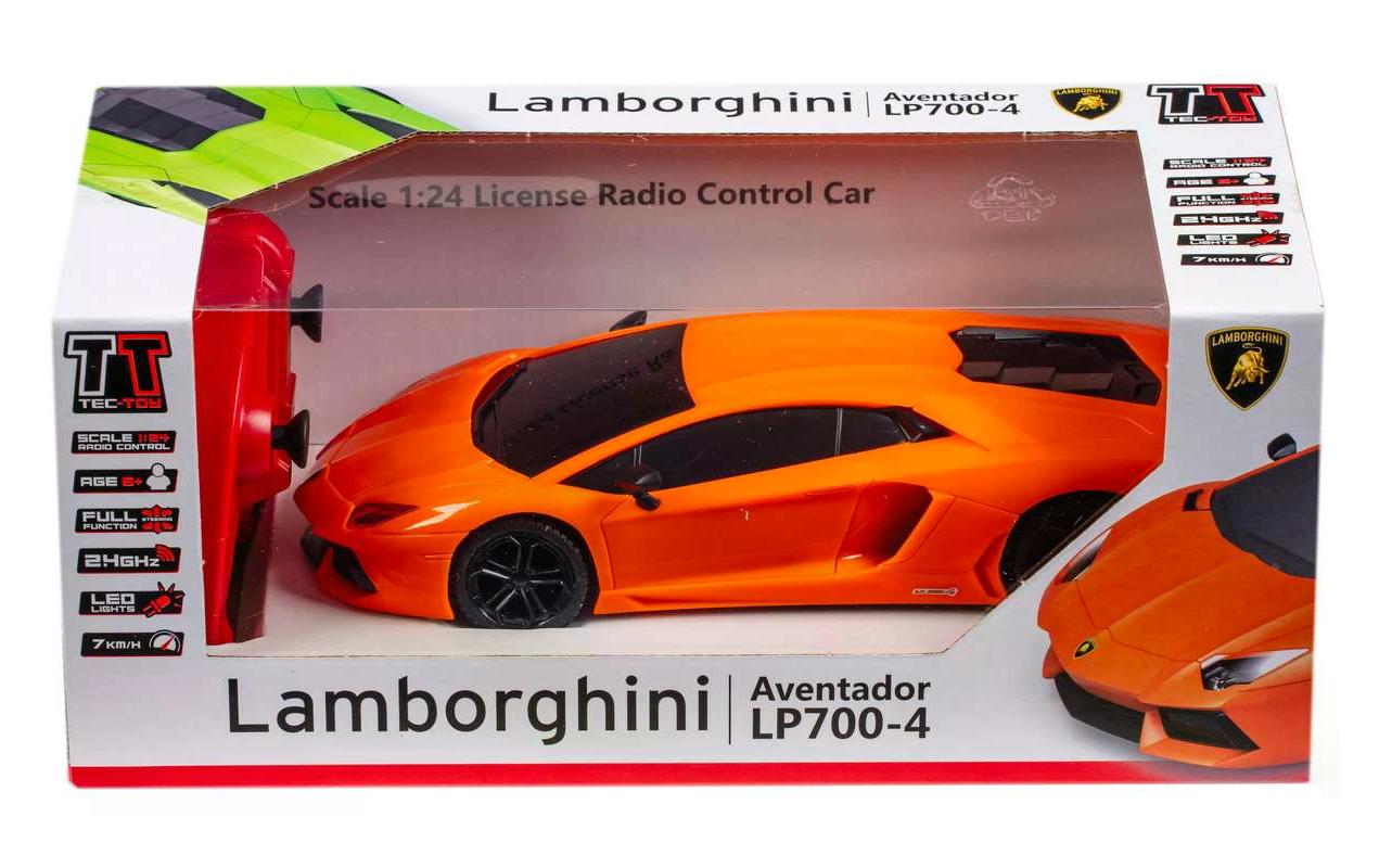 Auto Lamborghini Aventador LP 700-4 mit Licht, Orange, 1:24Ferngesteuerter Sportwagen mit Licht für Kinder ab 6 Jahren