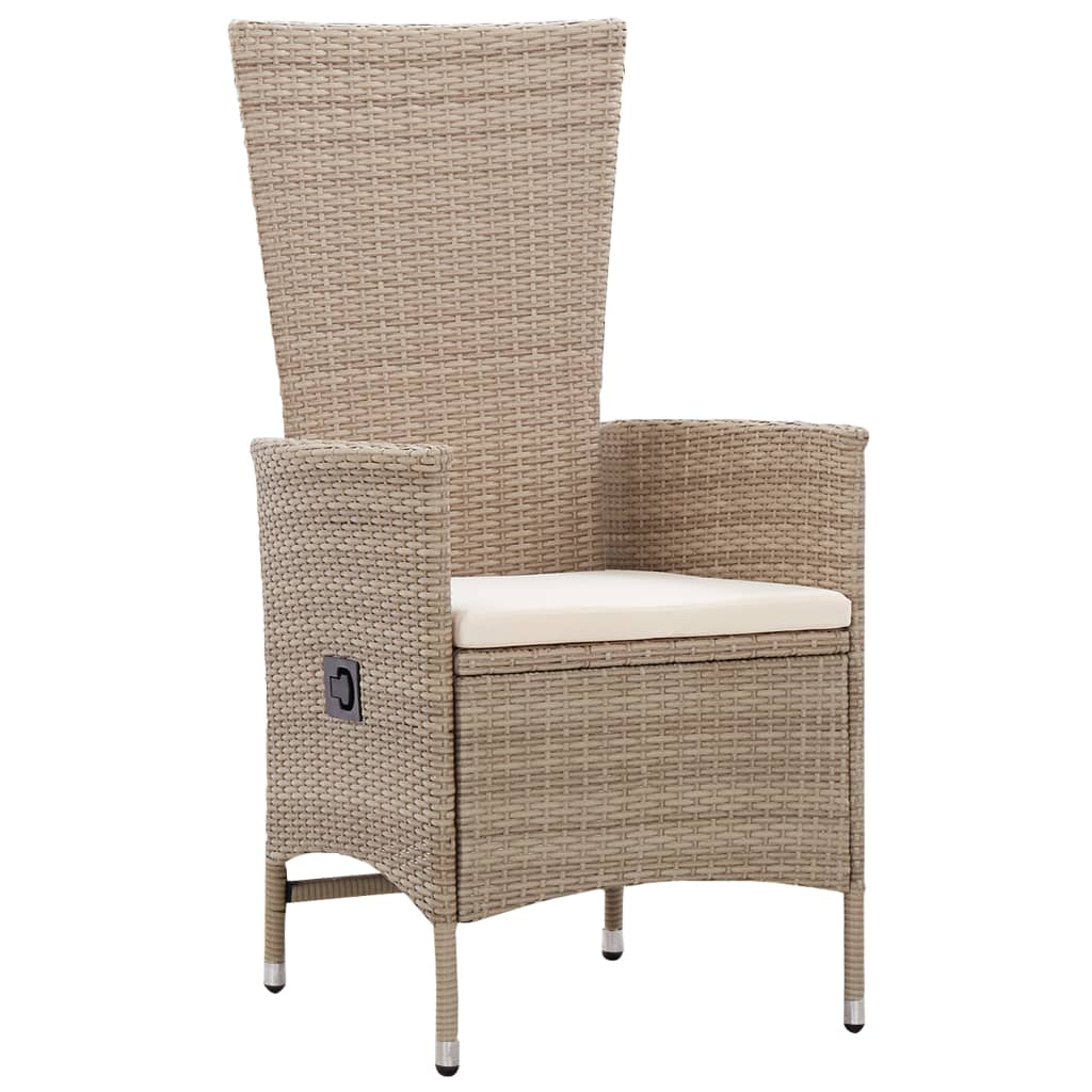 Ensemble de salle à manger de jardin meuble extérieur avec coussins 5 pièces beige