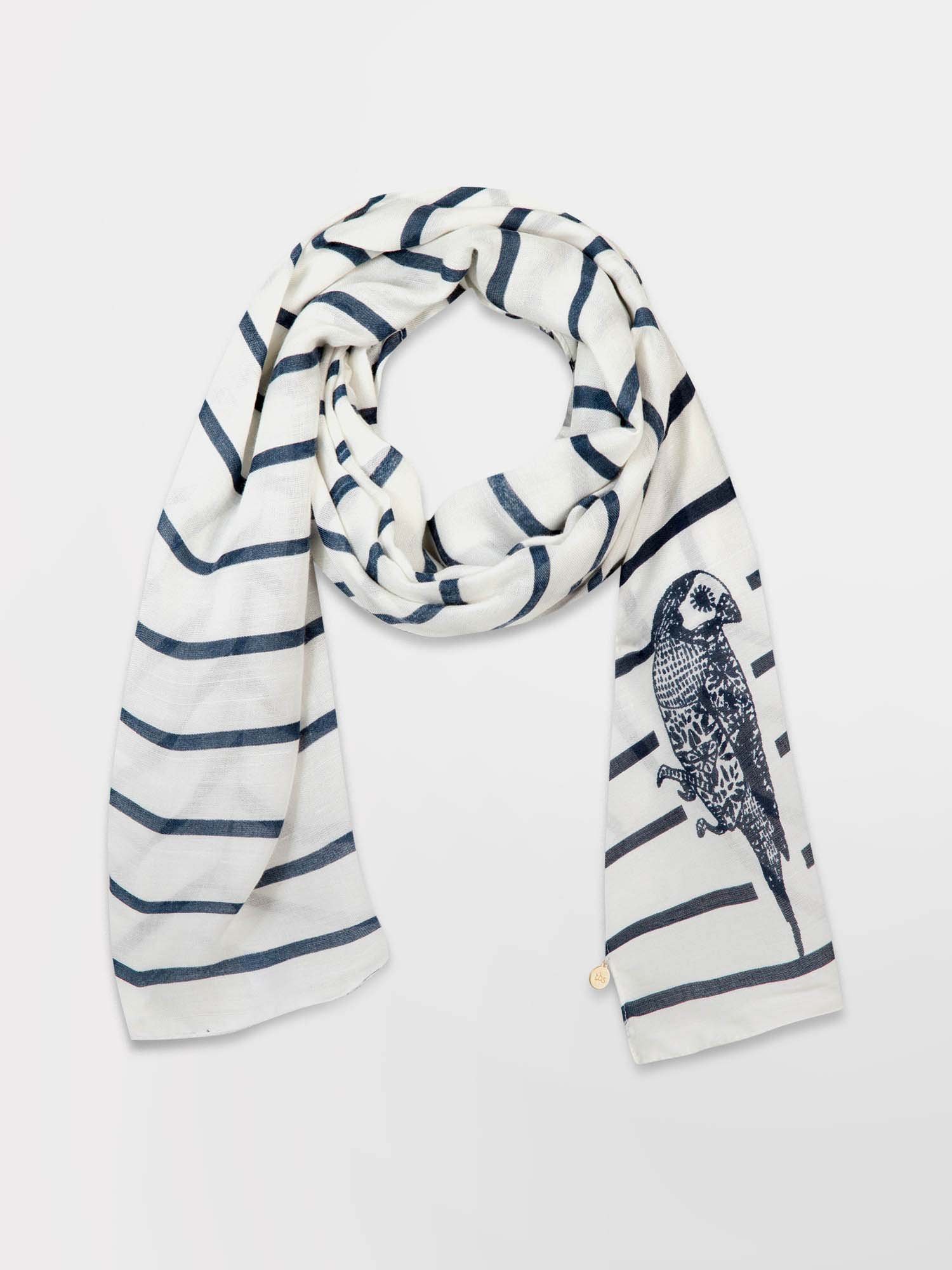 Foulard Femme Rayures Fines Blanc & Marine