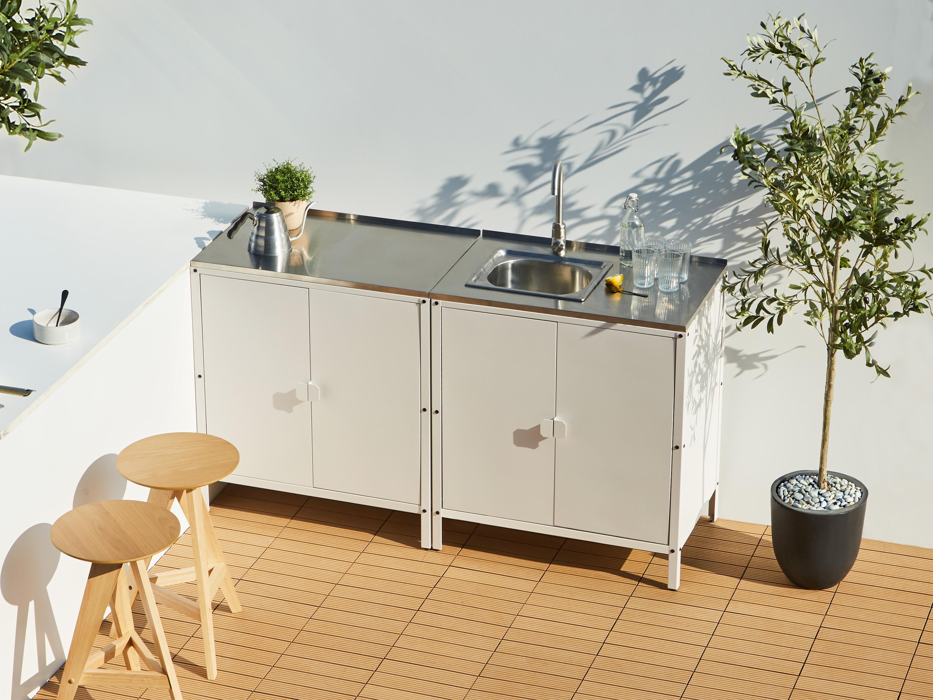 Tuin keukenkast met spoelbak VILAMA Wit