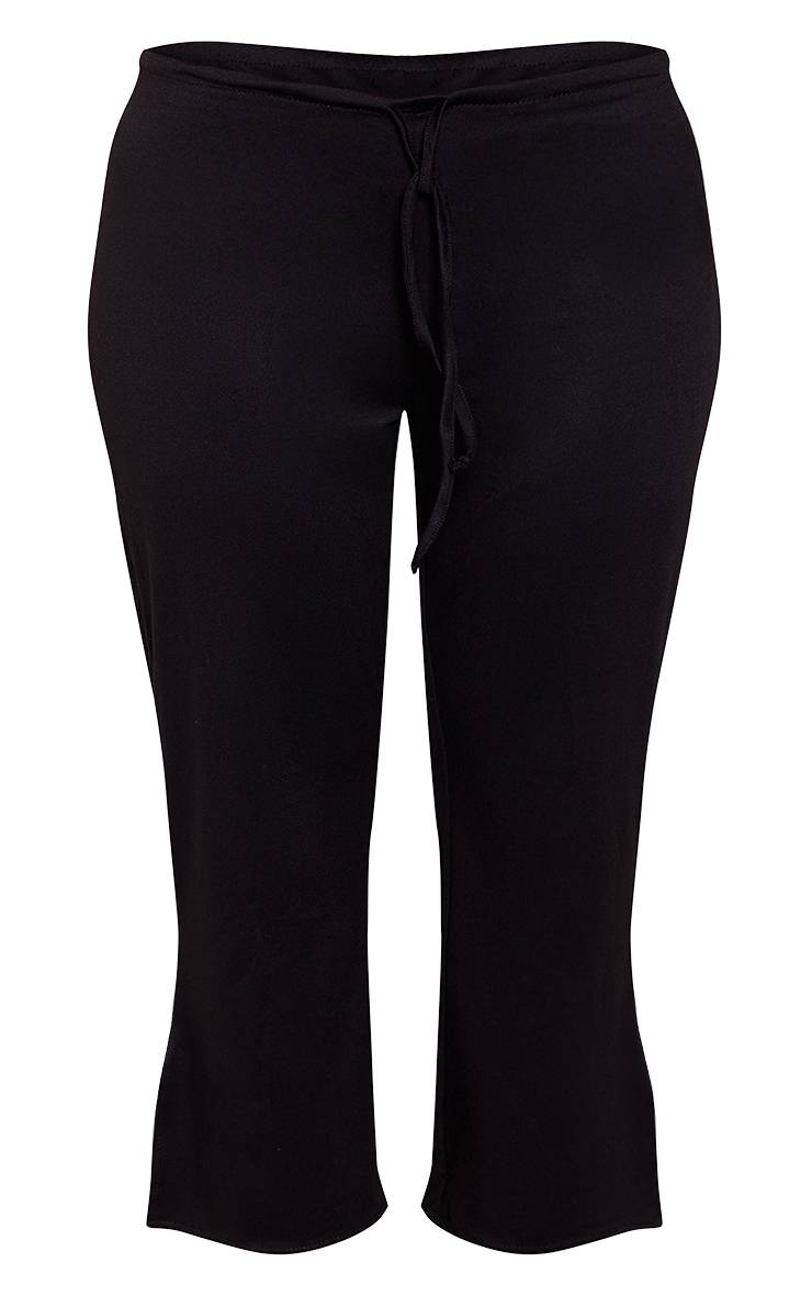 Noir Pantalon Court En Jersey Doux Petite