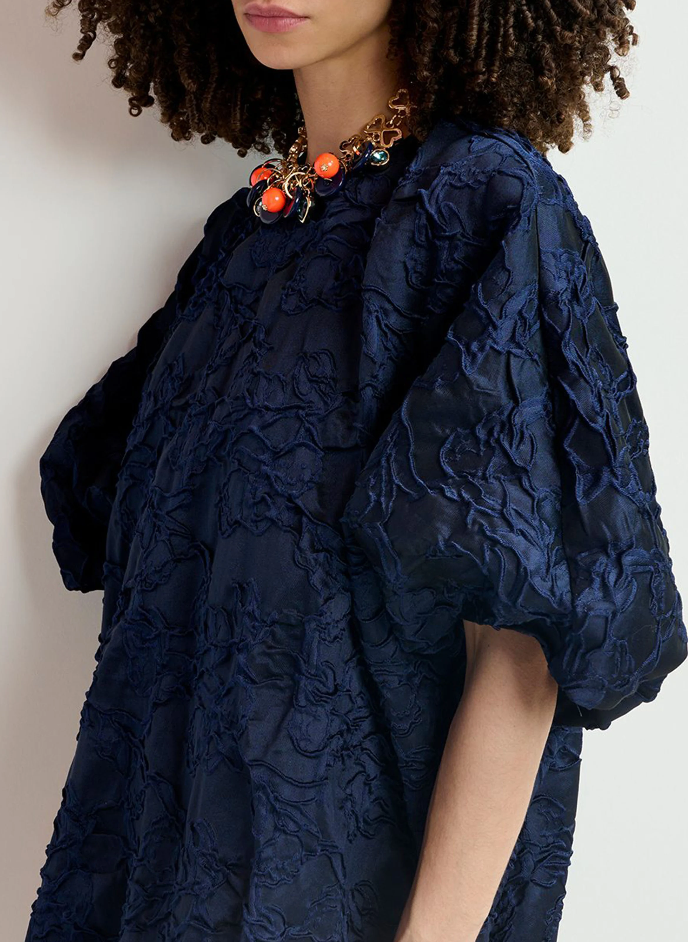 GRATEFUL - Mini-robe bouffante en jacquard | Bleu