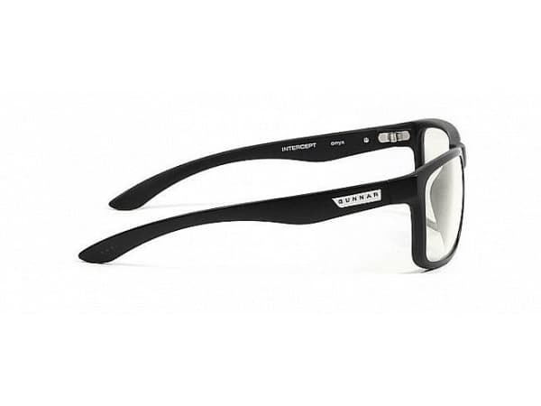 Gunnar Optiks Intercept, Rektangel, Spilling, Sort, Nylon-polymer, Bred passform, Klar