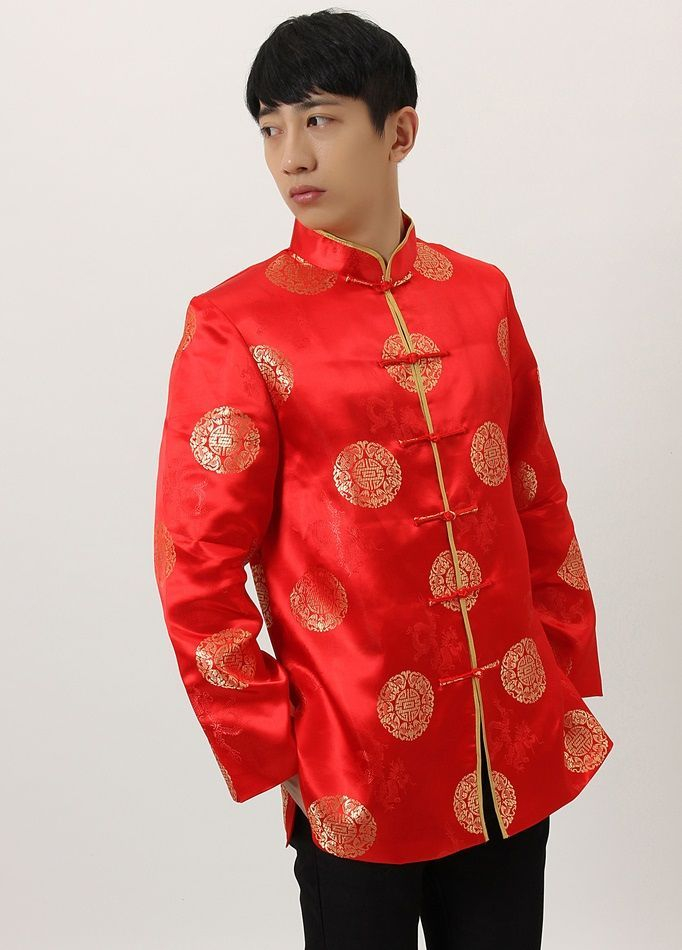 Gouden bloemen - Chinees jasje met knoopjes