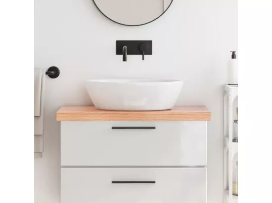 Comptoir de salle de bain marron 80x30x(2-6) cm bois traité