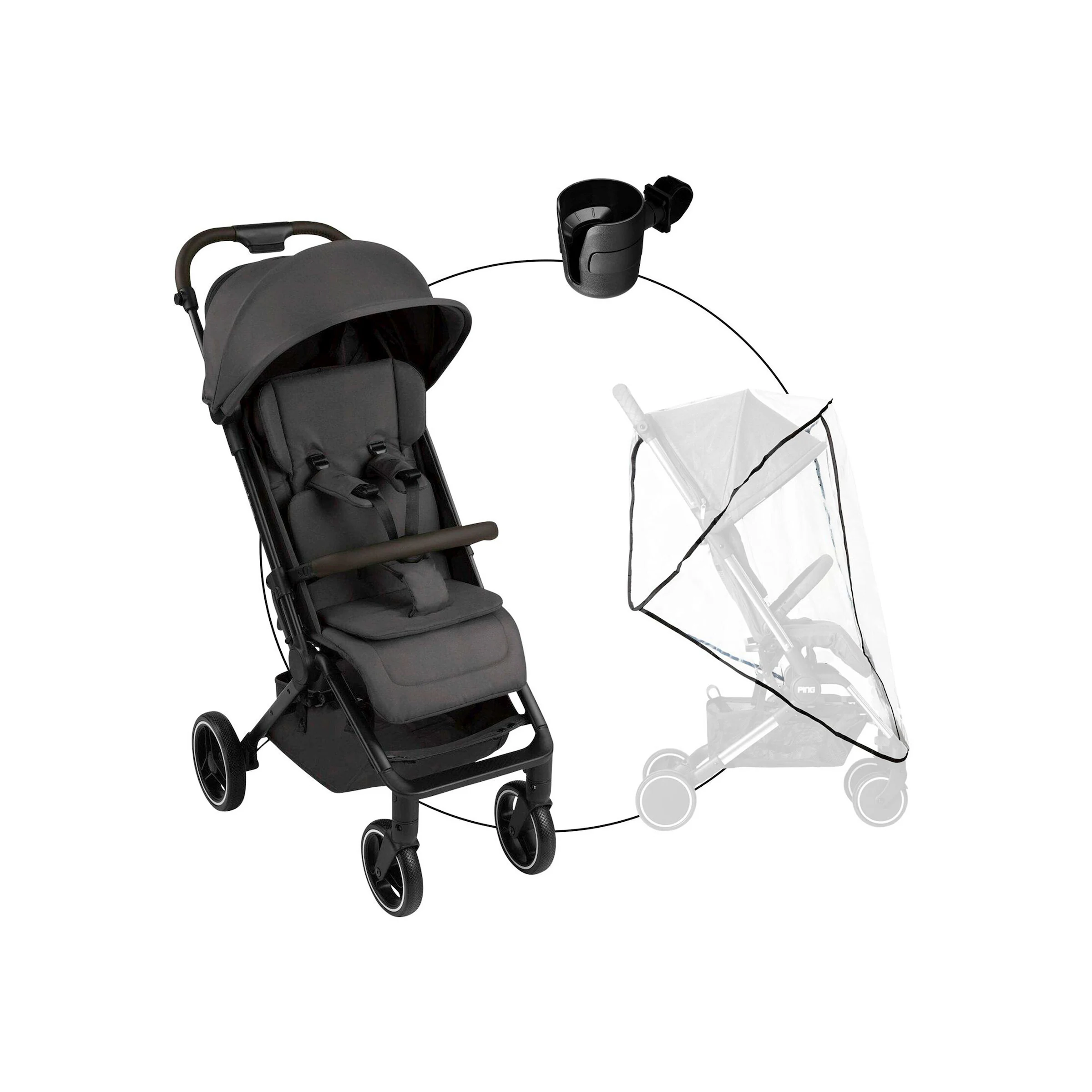 ABC Design Buggy Ping 3 Trekking inkl. Becherhalter und Regenschutz