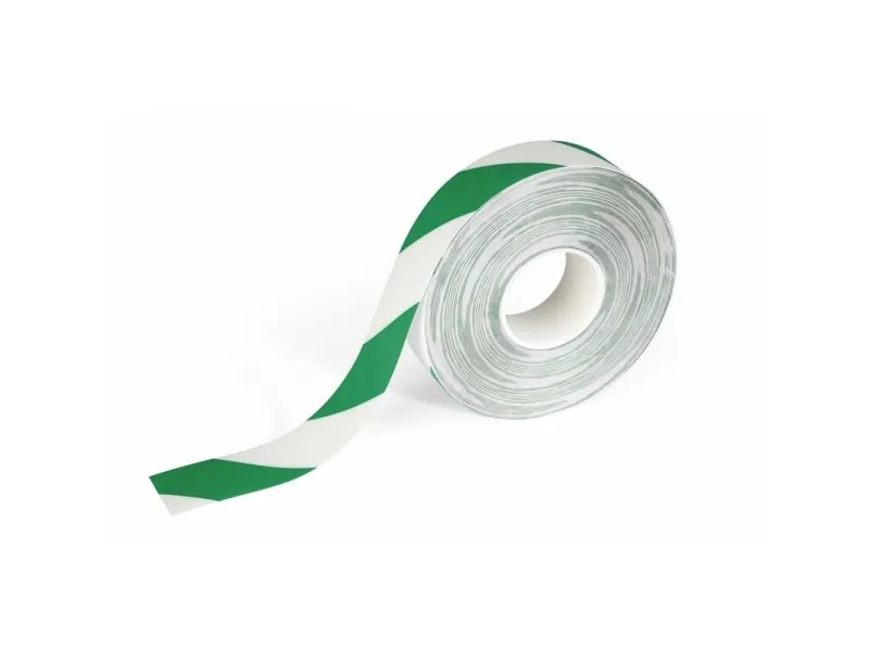 Advarselstape Duraline Strong 50mm x 30m 0,7mm grøn/hvid - (30 meter pr. rulle)