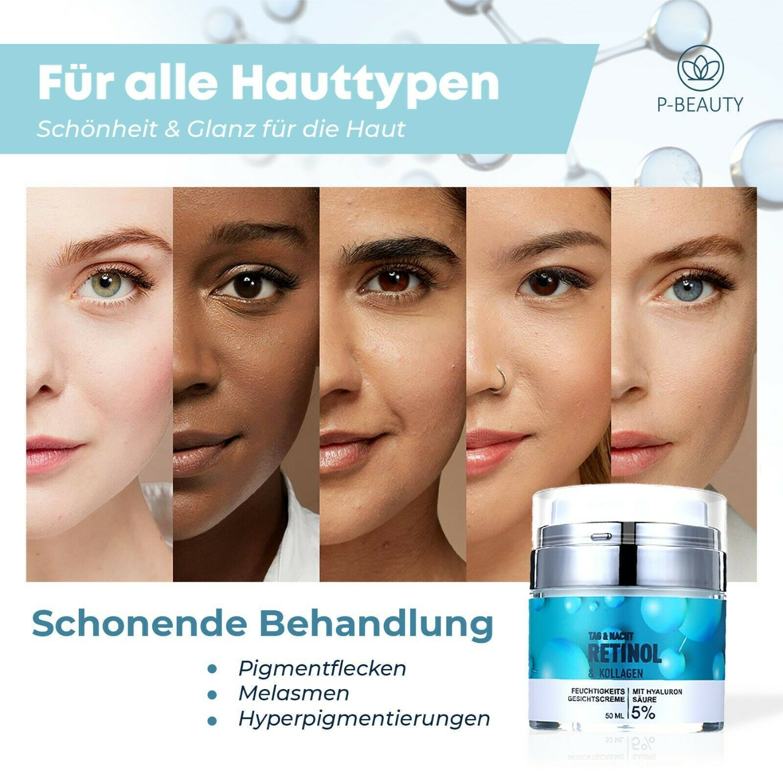 P-Beauty Anti-Aging Retinol Creme mit Hyaluronsäure