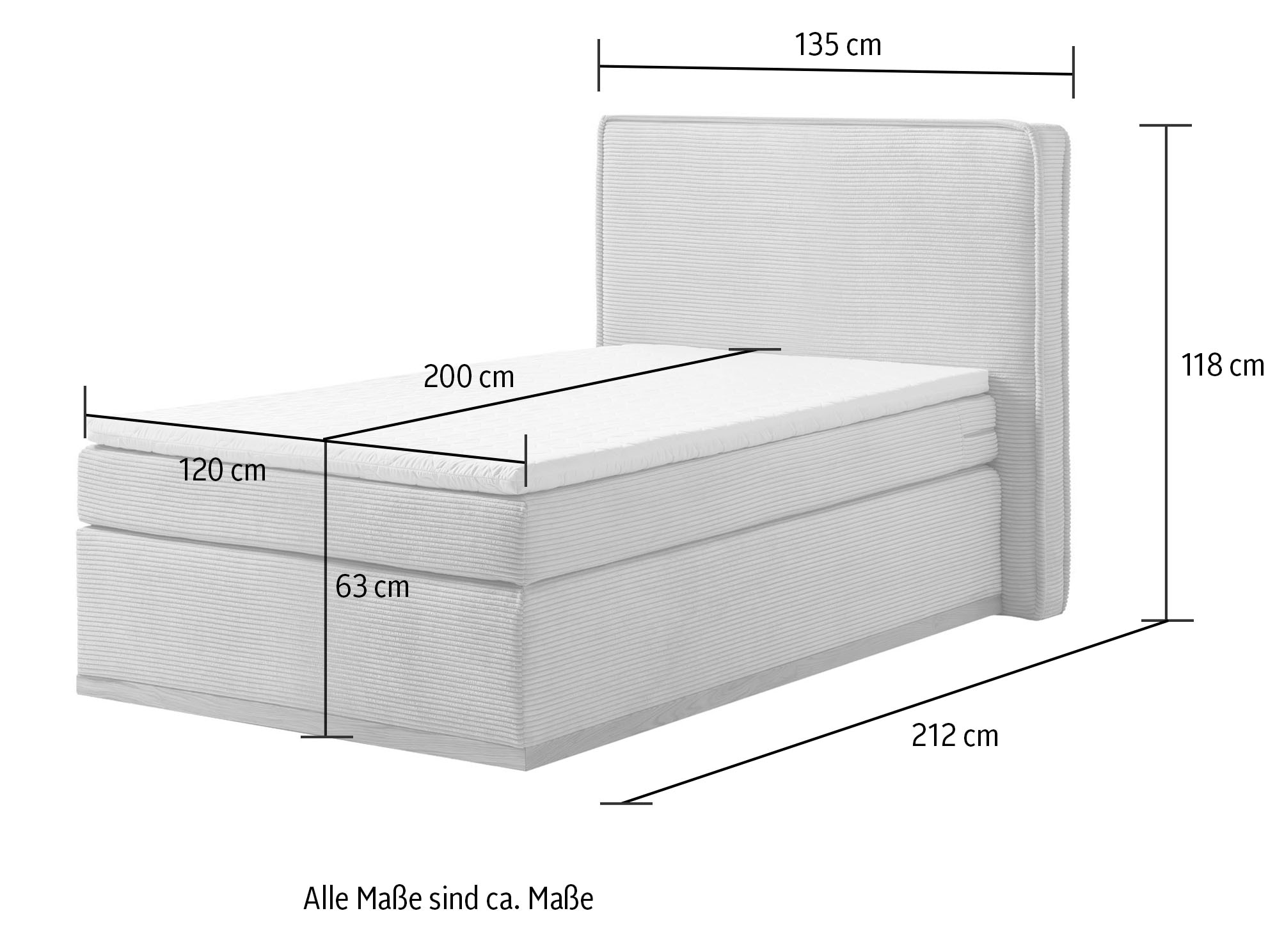 Home affaire Boxspringbett »SHERWOOD Cord Hotelbett, Polsterbett Premiumbett Boxbett« Bestseller Otto´s Choice Luxusbett in 4 Breiten,  Hochwertiger Cord ,weiche Velours-Struktur, mit premium Topper,