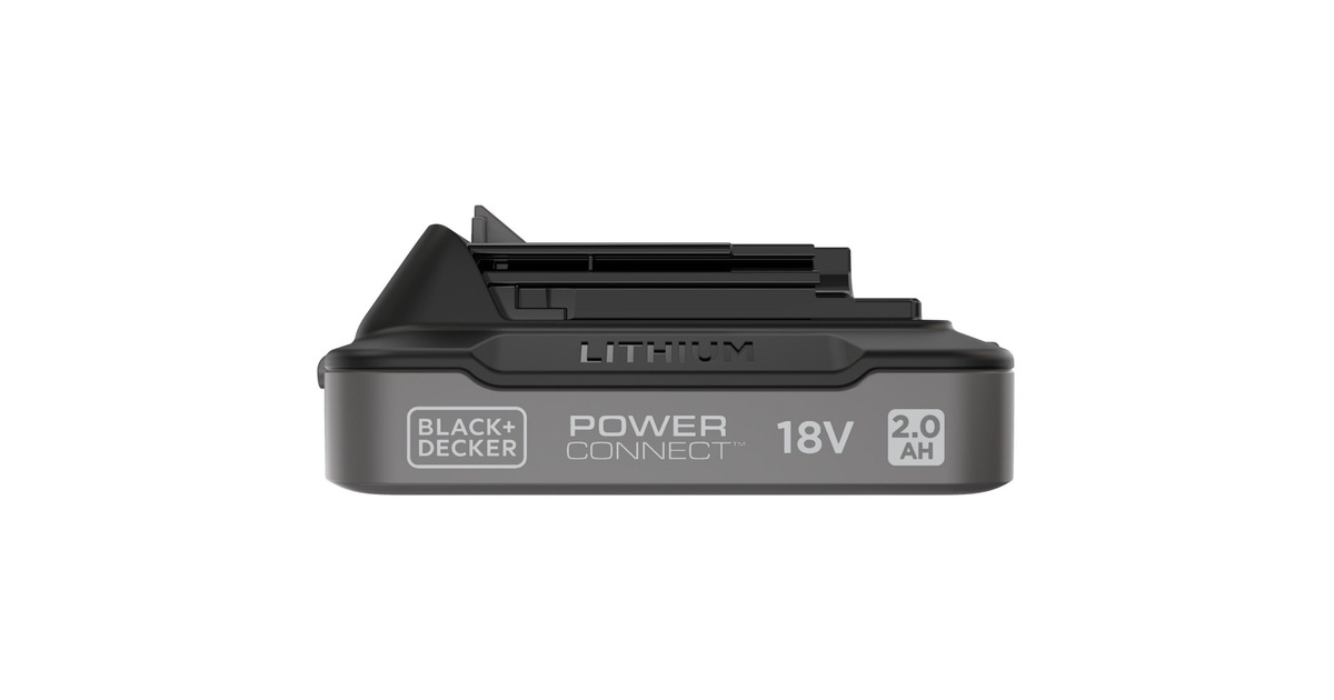BLACK+DECKERPOWERCONNECT 18V 2.0 Ah accu + 1A snellader oplader  (Zwart, Lithium accu met laadstatusindicator)