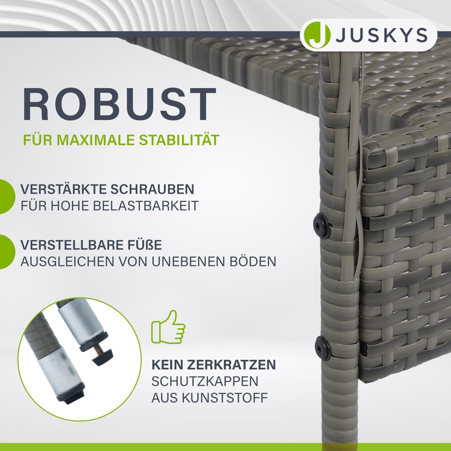 Juskys Polyrattan Gartenstühle Yoro 4er Set mit Armlehnen & Rückenlehne - 4 Stühle stapelbar - Rattan Stuhl Garten - Stapelstuhl Grau-meliert