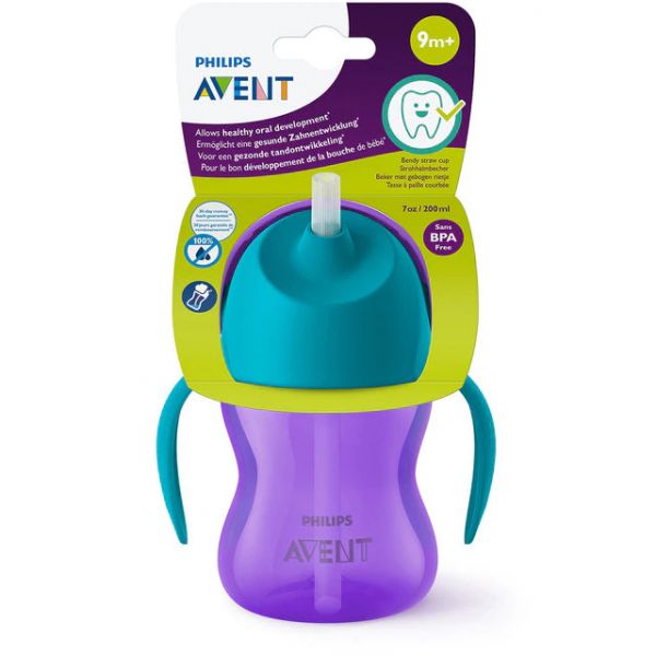 Philips Avent Copo com Palhinha 9m  200ml Lilás