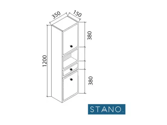 Grande armoire de rangement ARMARIA finition mélaminé blanc 120 cm