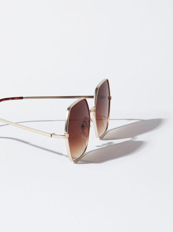 Gafas De Sol Hexagonales - Dourado