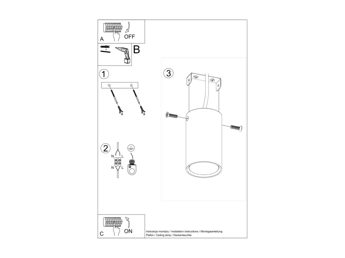 Sollux Lighting Lagos Downlight monté en surface, noir, 10 cm