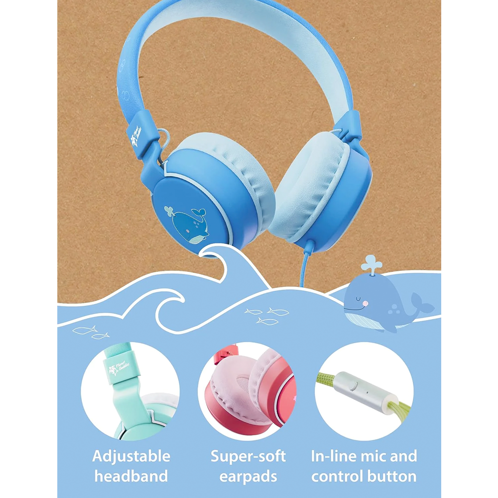 V2 Kinder Kopfhörer 3.5mm On-Ear 85dB mit Begrenzter Lautstärke (PBWHWHPV2) - Noah the Whale