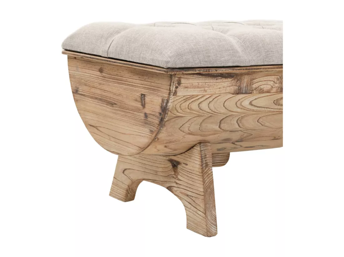 Banc de rangement Bois massif et tissu 103 x 51 x 44 cm