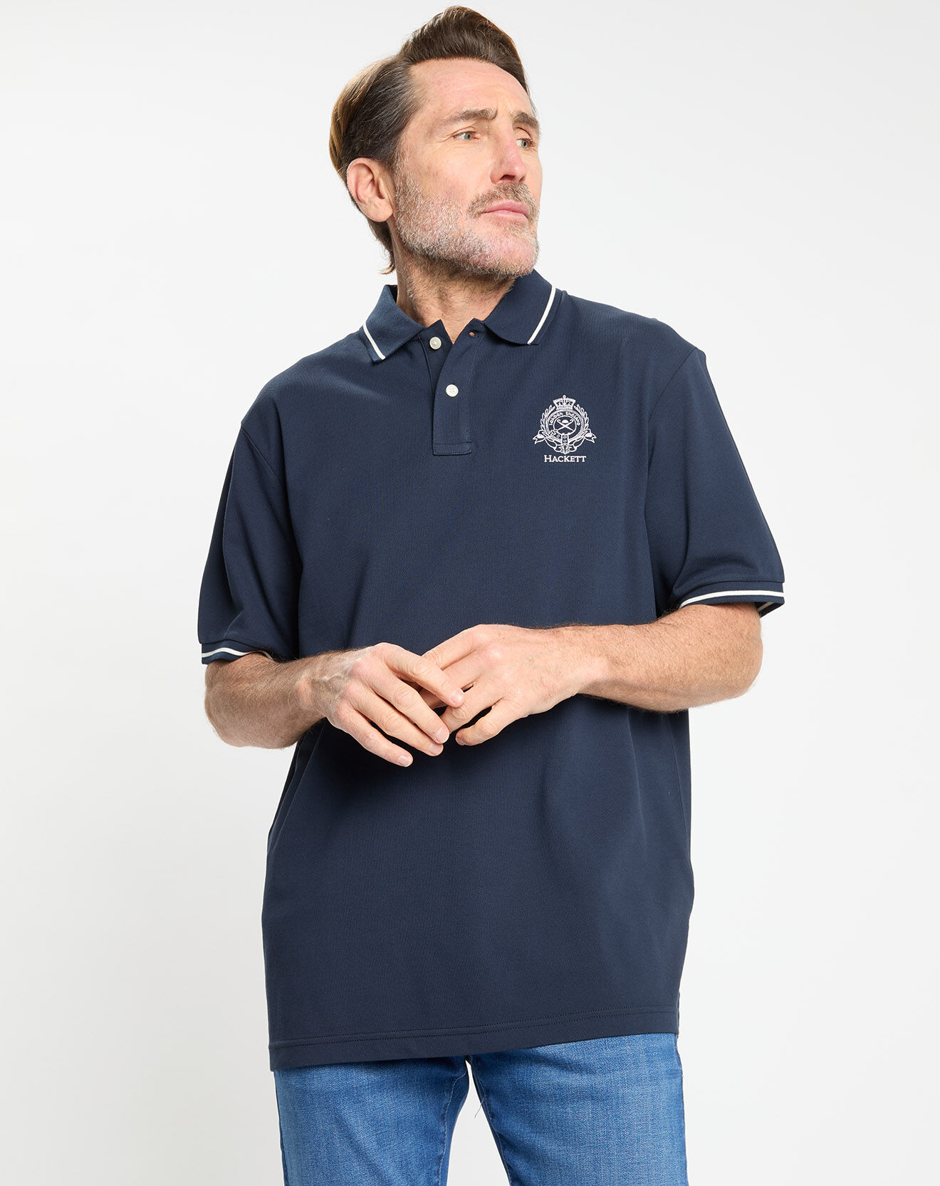 Hackett London Polo Regular Fit piqué Blason bleu