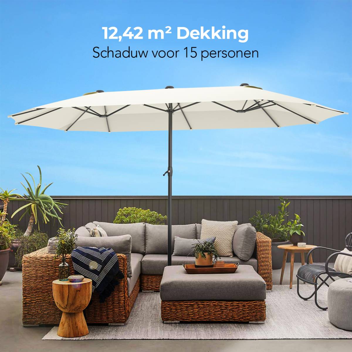 LifeGoods dubbele parasol - Cream