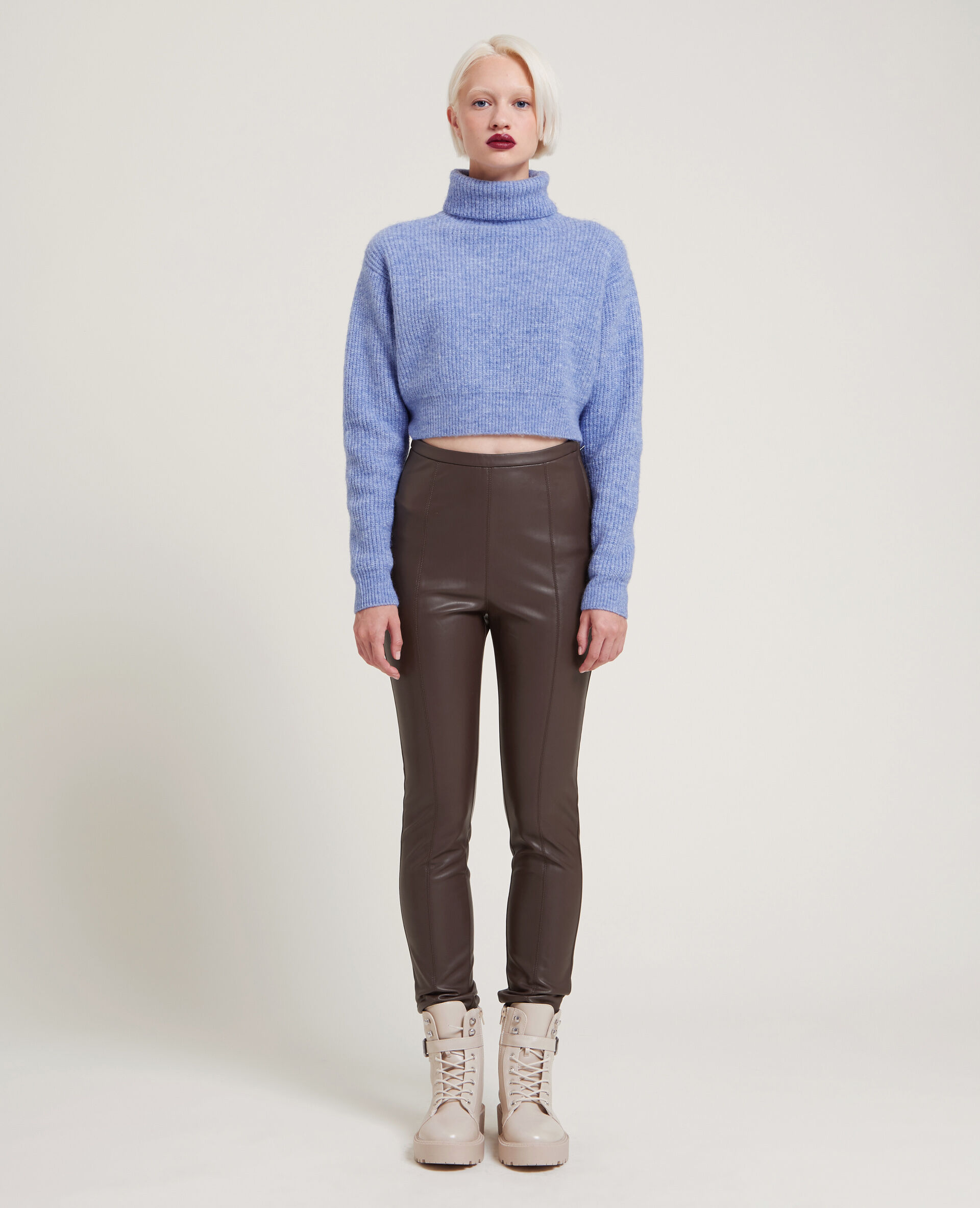 Legging simili cuir - Marron