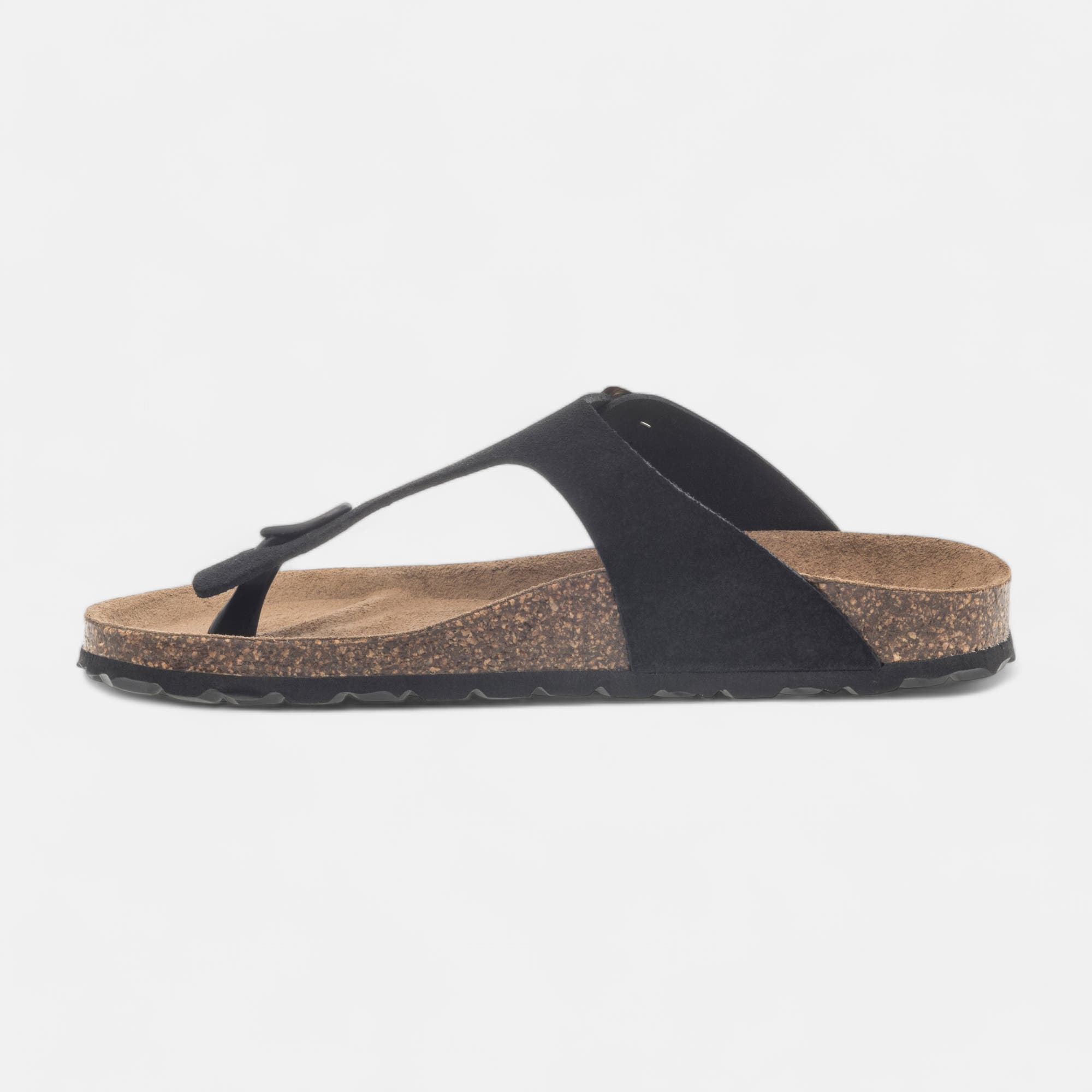 Mules semelle liège Femme en cuir noir